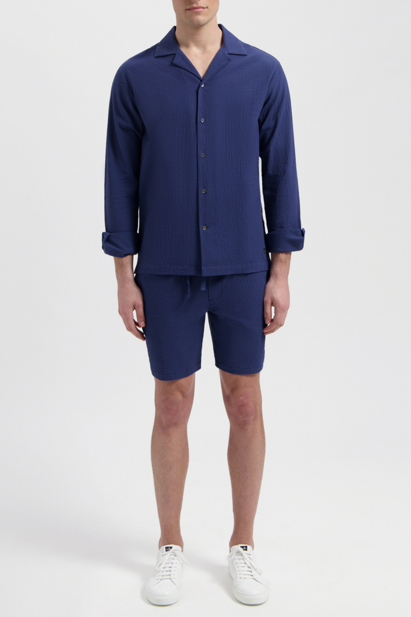 COOKE | STRETCH SEERSUCKER SHIRT NAVY BLUE by WAHTS