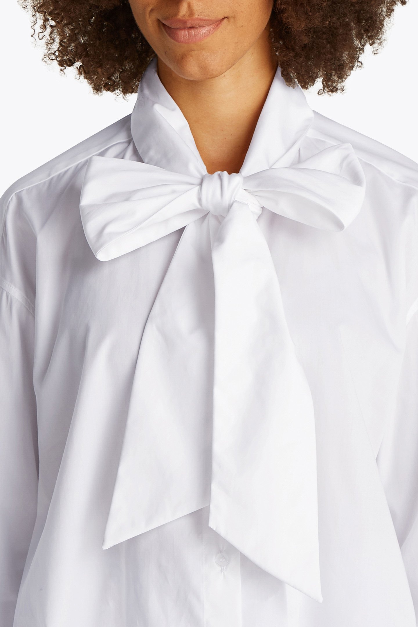 SOFT CO BOW COLLAR TH RELAXED FIT BLOUSE WHITE 6