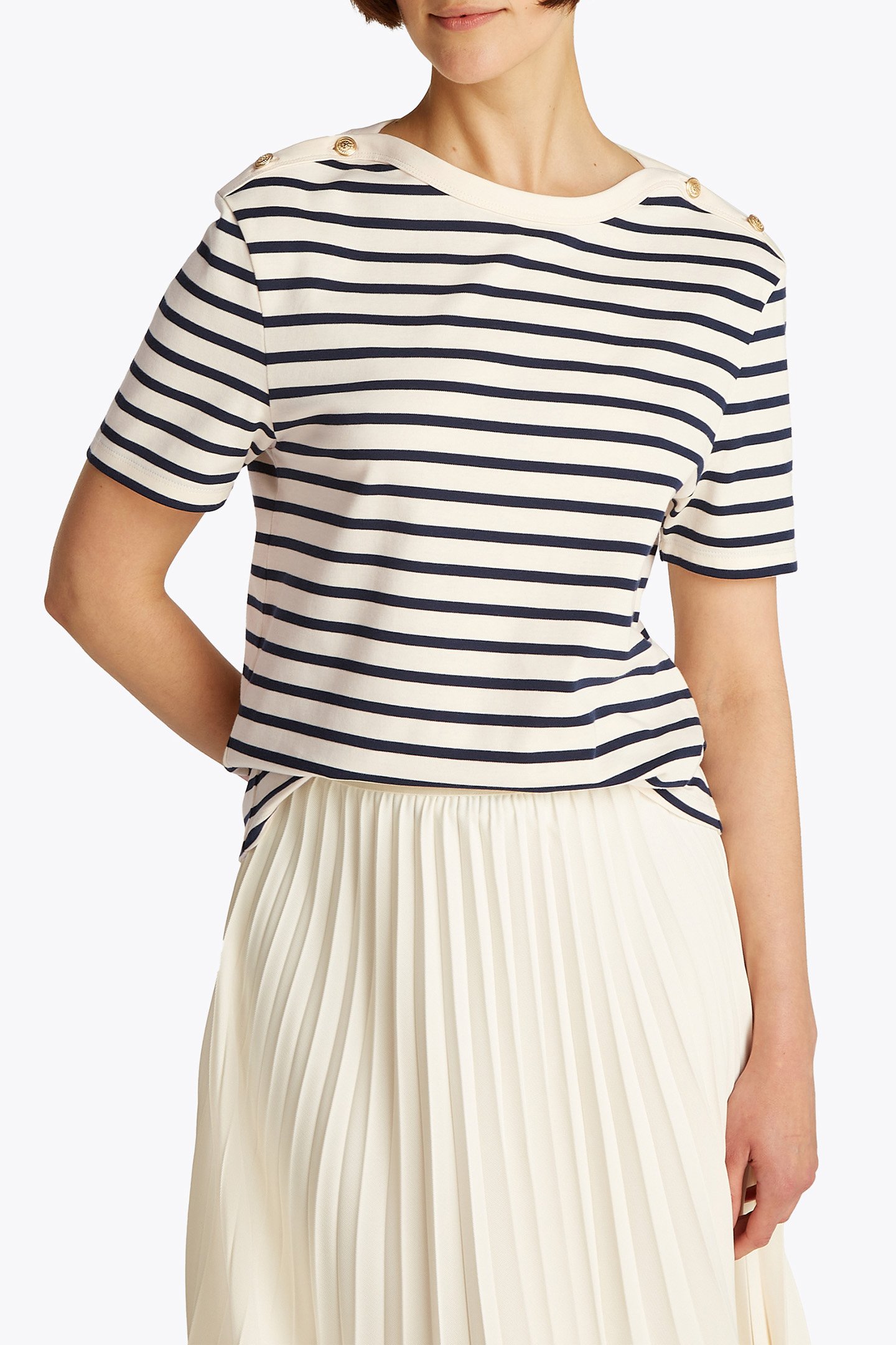 REG STRIPE GOLD BTN CALICO/DARK NIGHT NAVY STP by Tommy Hilfiger