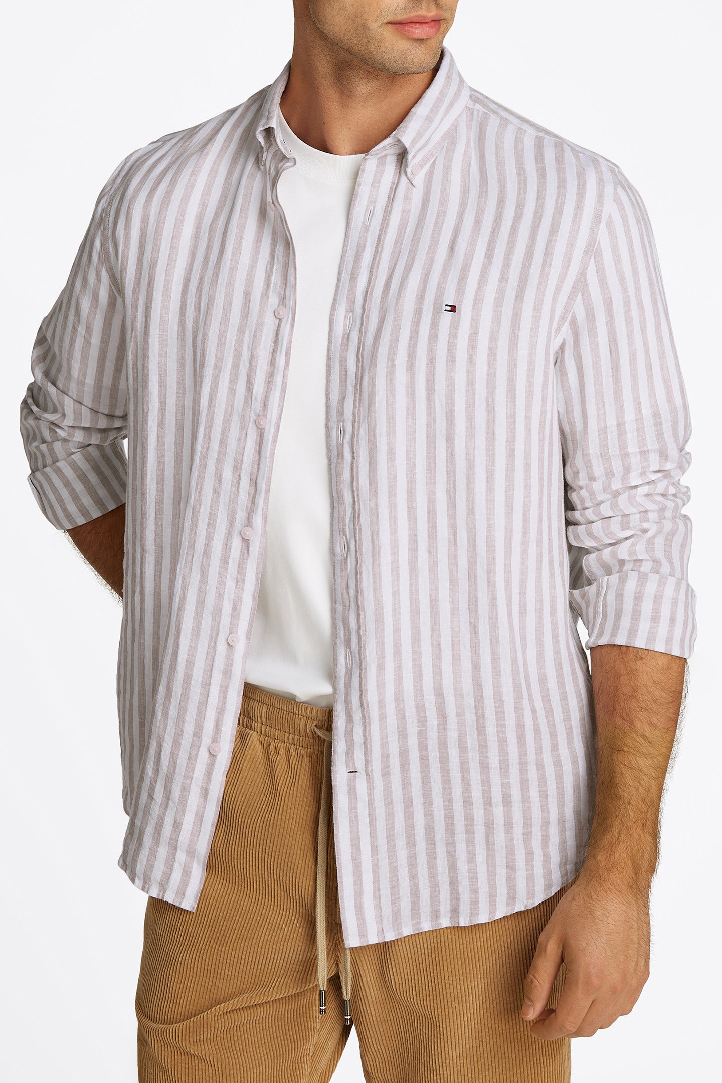 LINEN ESSENTIAL STRI SANDALWOOD / OPTIC WHITE by Tommy Hilfiger