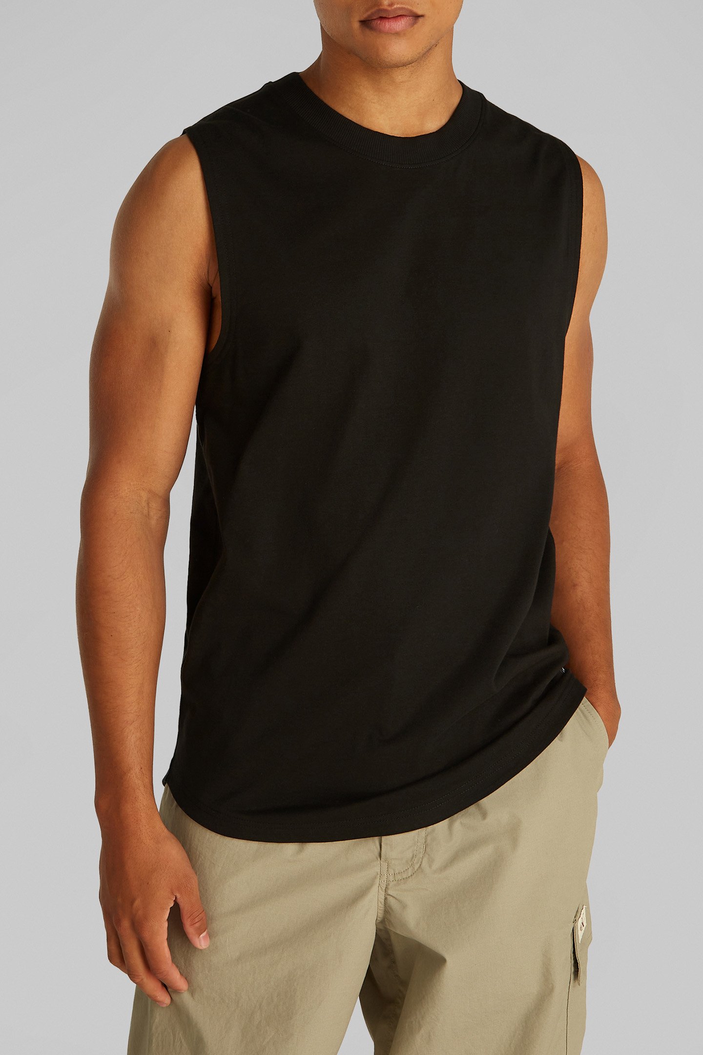 WOVEN LABEL TANK CK BLACK by Calvin Klein
