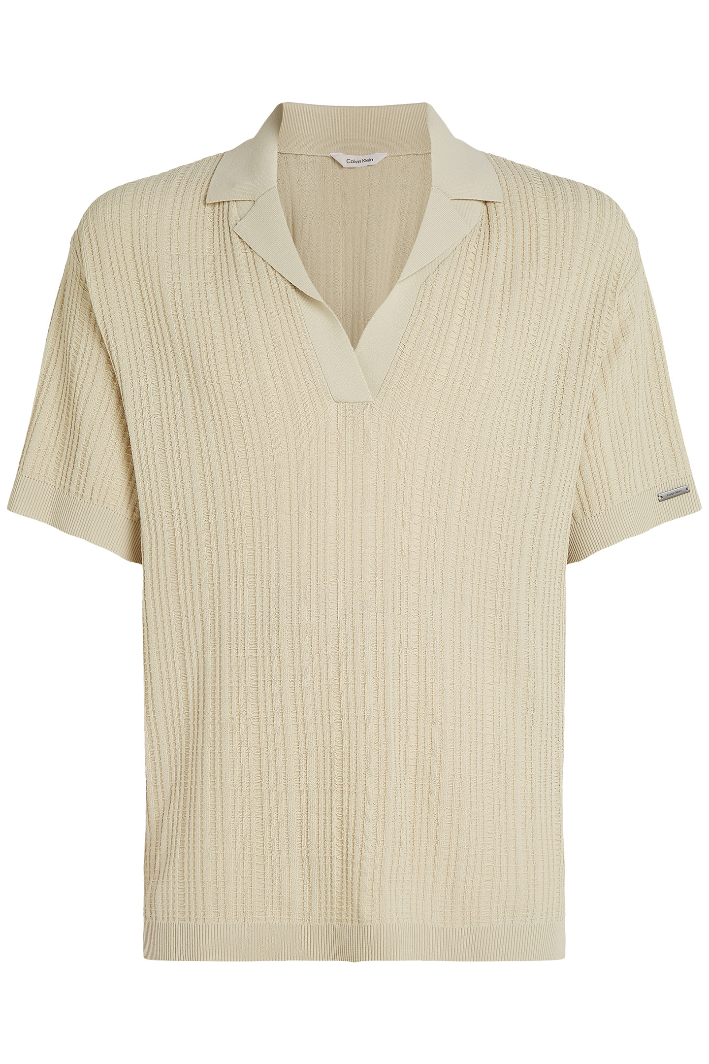 OPEN KNIT REGULAR FIT POLO SHIRT BEIGE 4