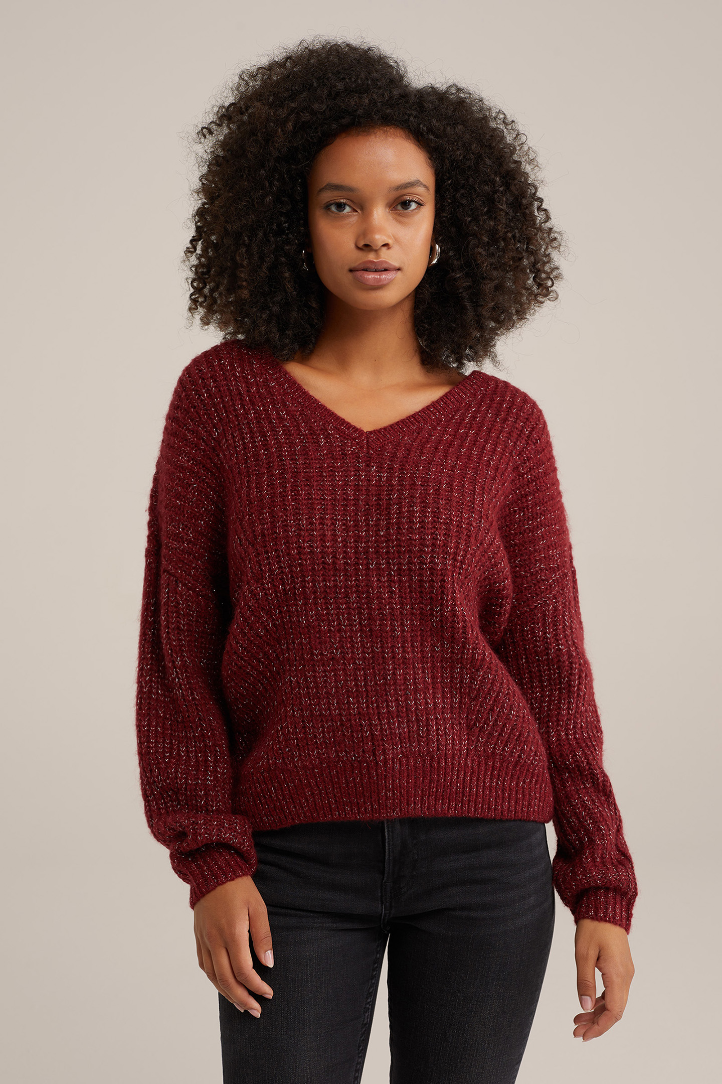 KNITTED PULLOVER BURGUNDY RED 1