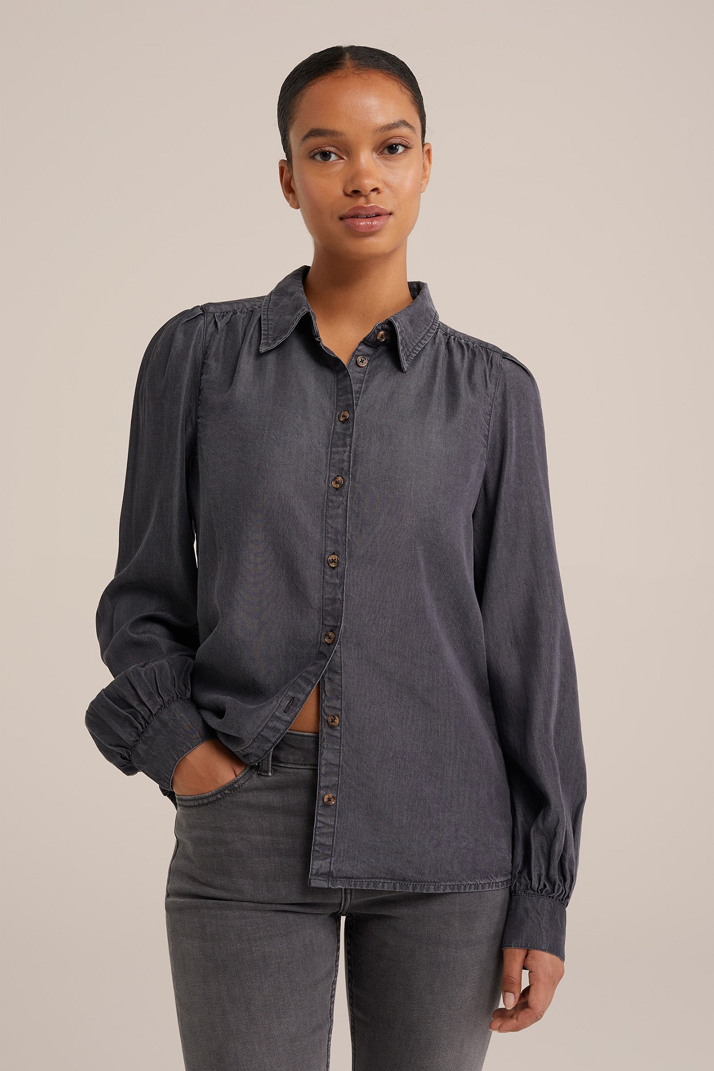 BLOUSE DARK GREY by WE Fashion