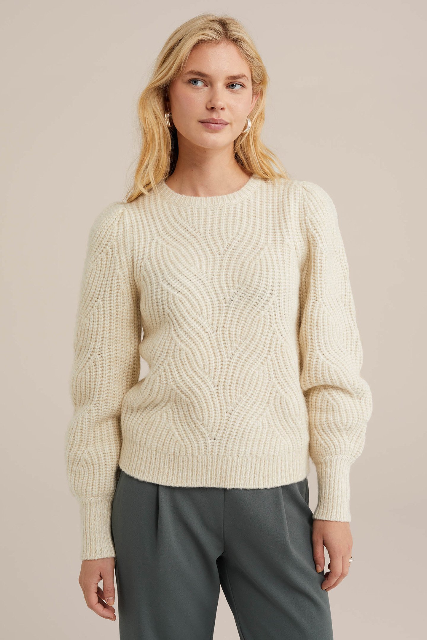 KNITTED PULLOVER WHITE by WE Fashion