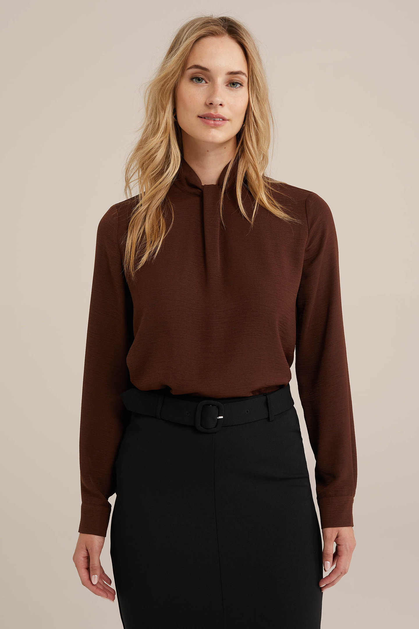 BLOUSE DARK BROWN by WE Fashion