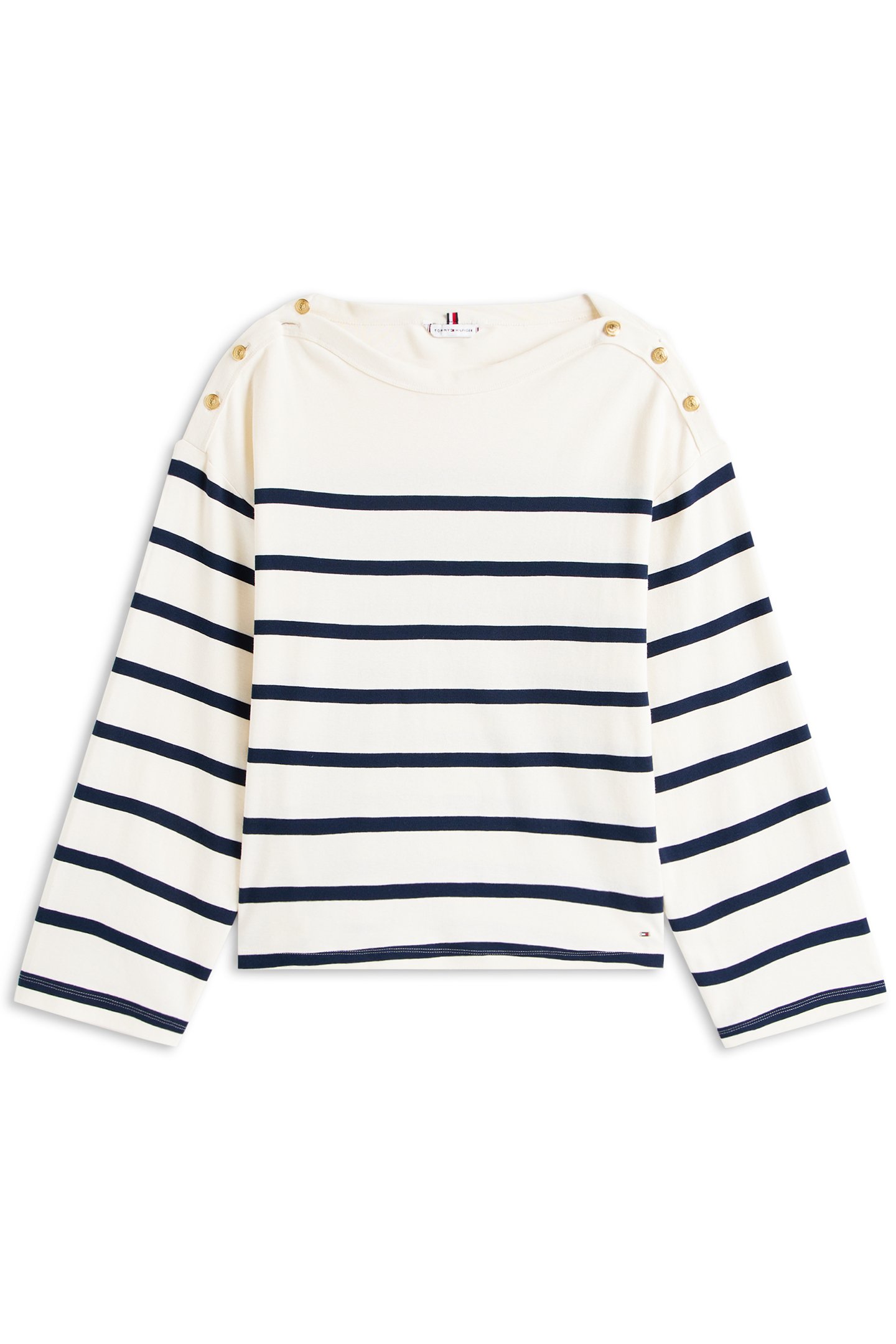 LWK GOLD BUTTON BOAT REGULAR FIT STRIPED TOP, NAVY BLUE 4