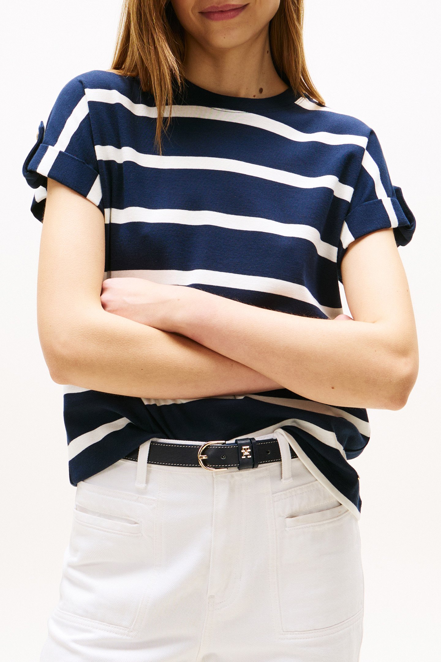 GOLD BUTTON MDRN C-N DARK NIGHT NAVY/IVORY SILK by Tommy Hilfiger