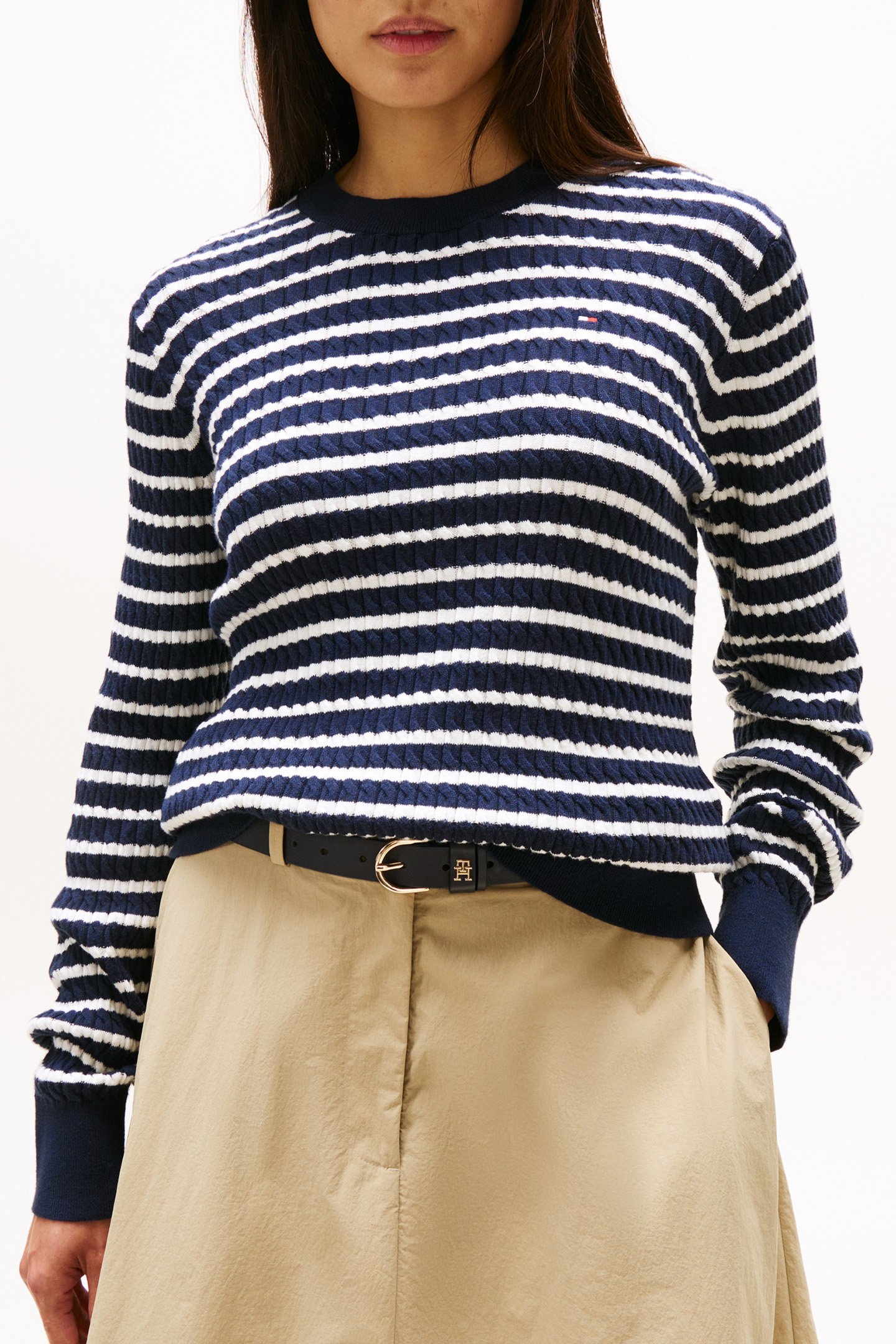 CO CABLE FINE GG STANDARD FIT PULLOVER NAVY by Tommy Hilfiger