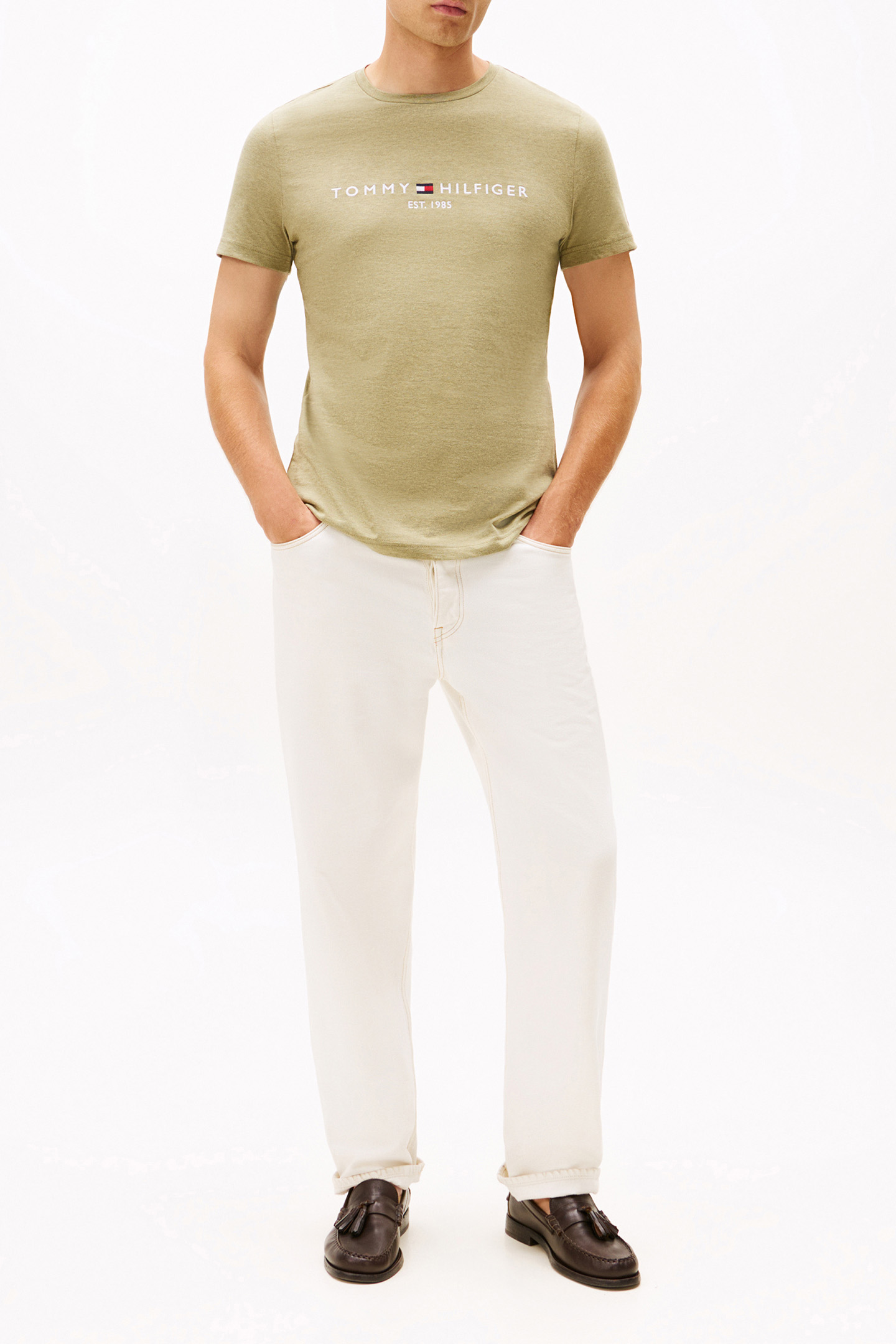 TOMMY LOGO TEE HEATHERED OLIVE 2