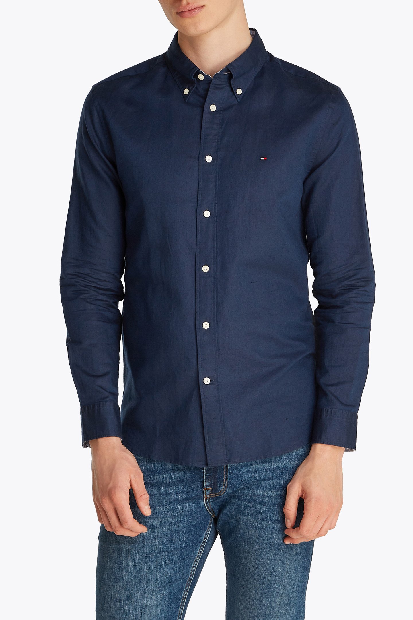 LINEN BLEND SOLID RF CARBON NAVY by Tommy Hilfiger
