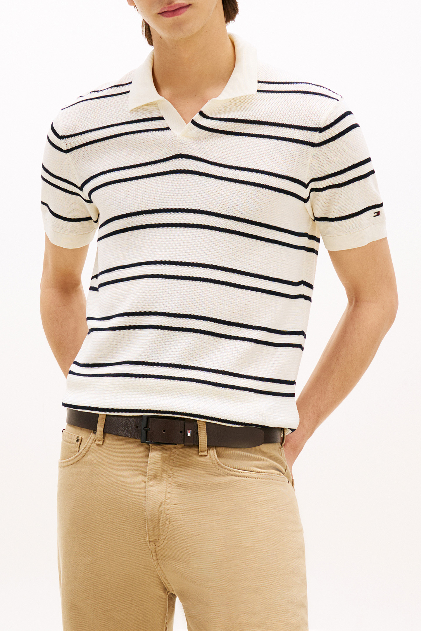 DC KNTD STP JHNY COL REGULAR FIT POLOSHIRT, IVORY by Tommy Hilfiger