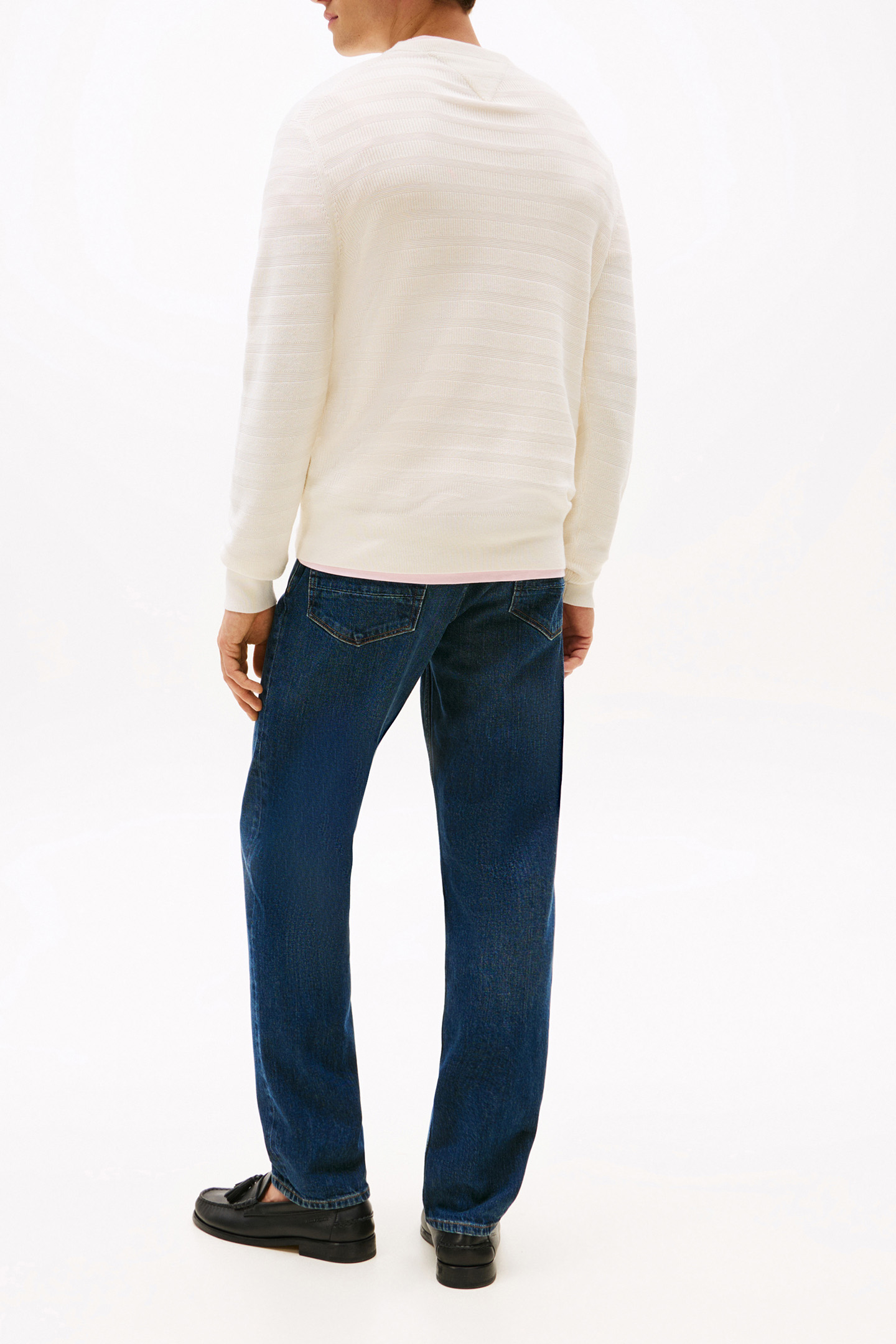 STRIPE STRUCTURE SWEATER REGULAR FIT PULLOVER, IVORY 3