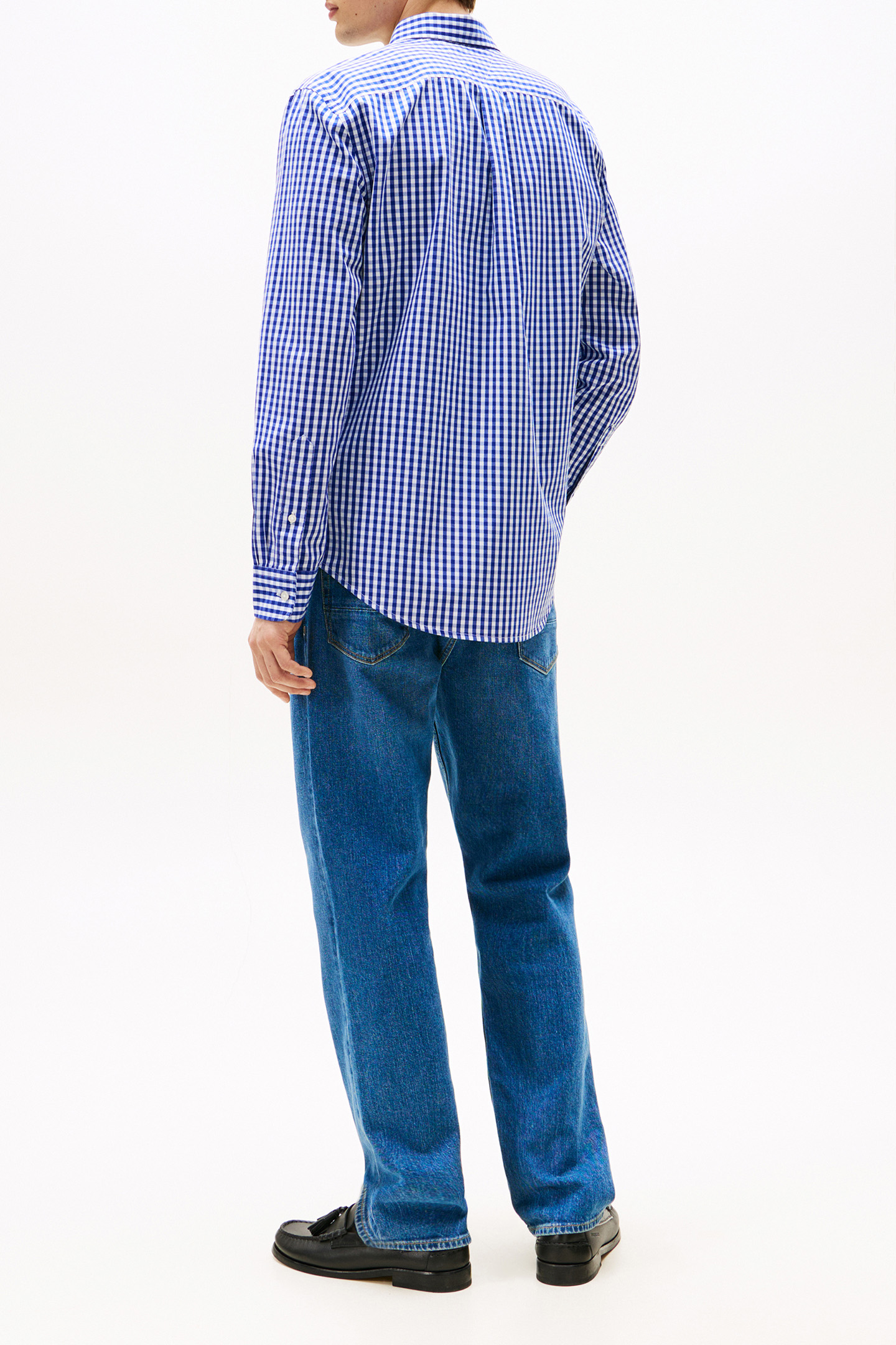 FLEX POPLIN GINGHAM LONG SLEEVE SHIRT REGULAR FIT BLUE 3