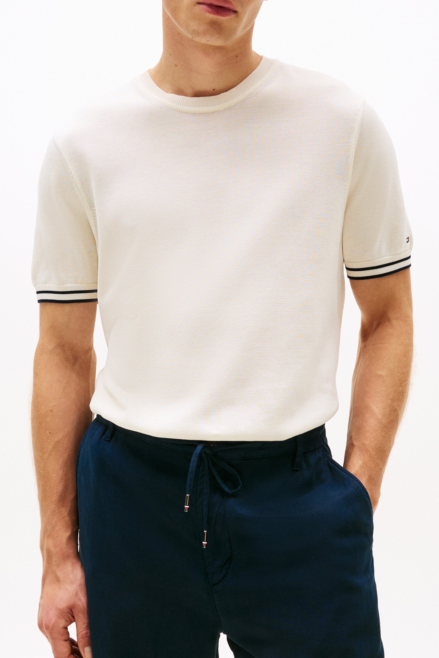 DC TIPPING STRIPE T-SHIRT IVORY PETAL/DESERT SKY by Tommy Hilfiger