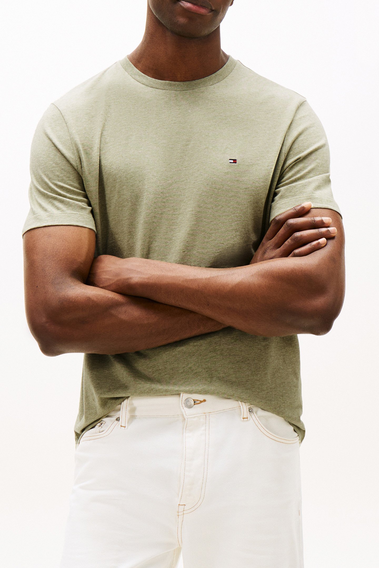 ESSENTIAL REG FIT HEATHERED OLIVE by Tommy Hilfiger