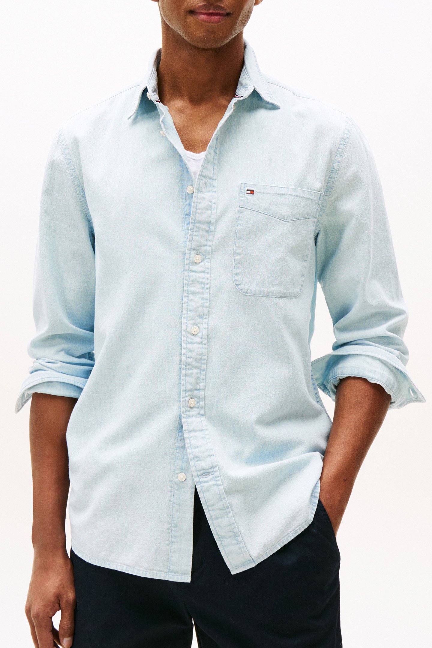 CHAMBRAY POCKET RF SHIRT LIGHT BLUE CHAMBRAY by Tommy Hilfiger
