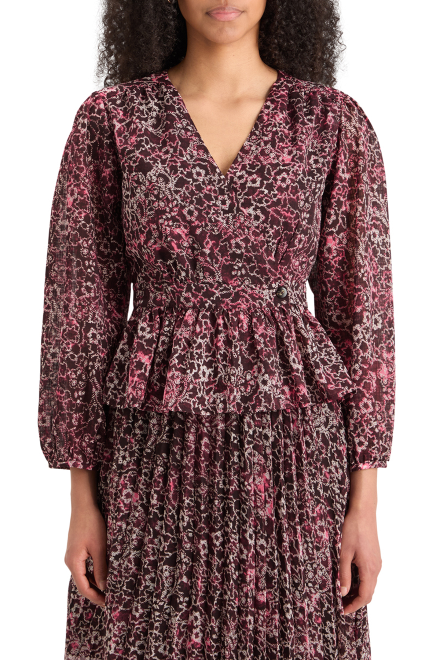 WRAP TOP SHIBORI FLORAL PINK 1