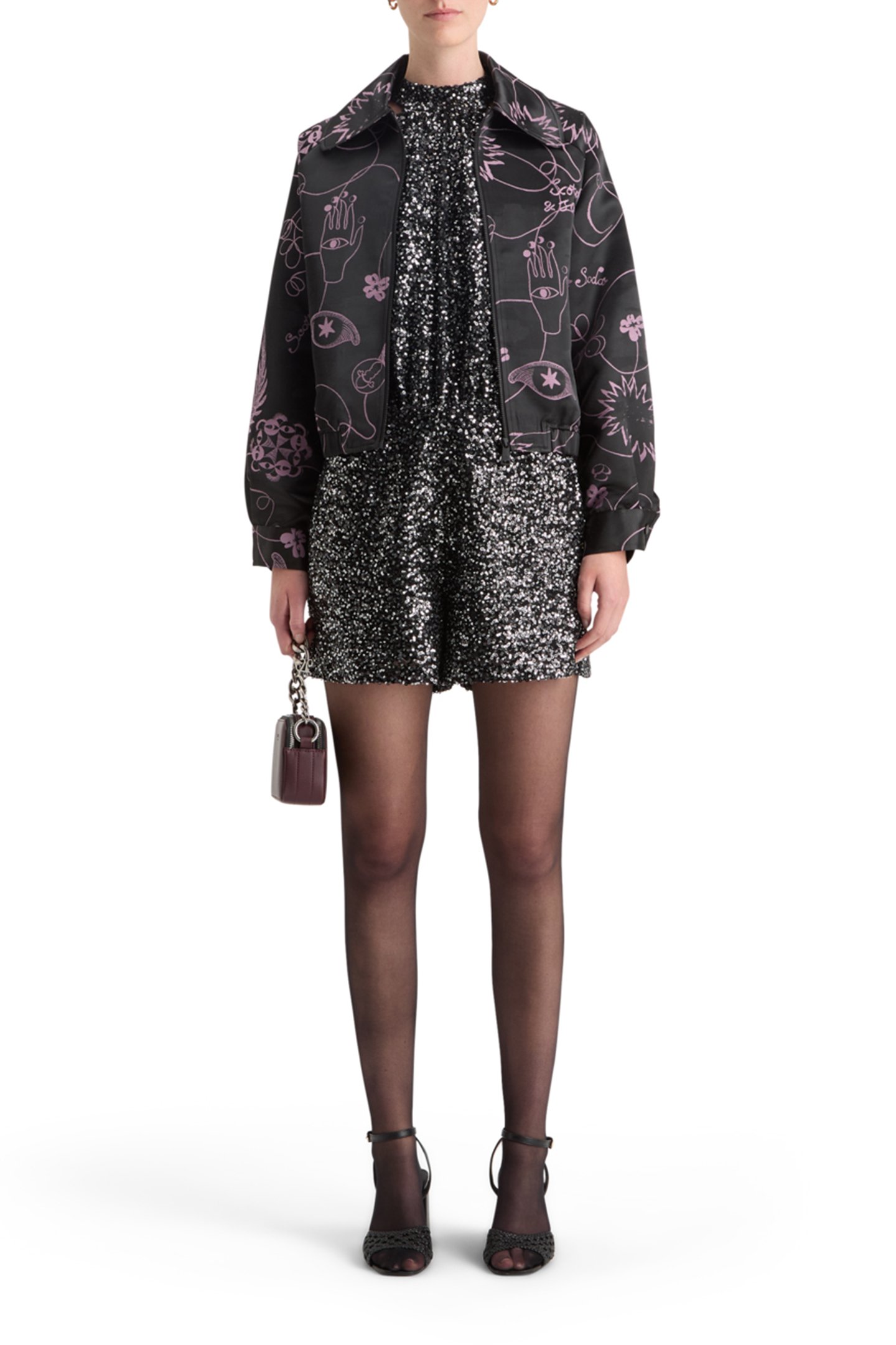 SEQUIN PLAYSUIT SILVER BLACK SEQUINS 6