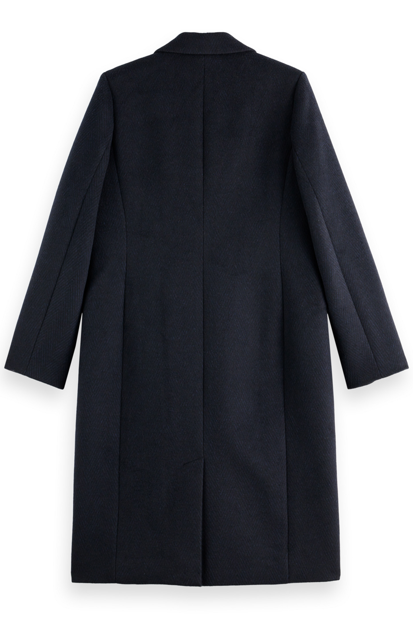 SINGLE BREASTED HERRINGBONE WOOL BLEND TAILORED COAT BLACK A 2