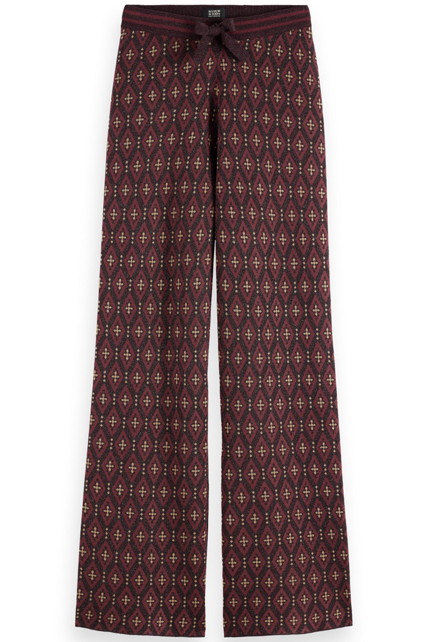 JACQUARD KNITTED TROUSERS DARK BORDEAUX 1