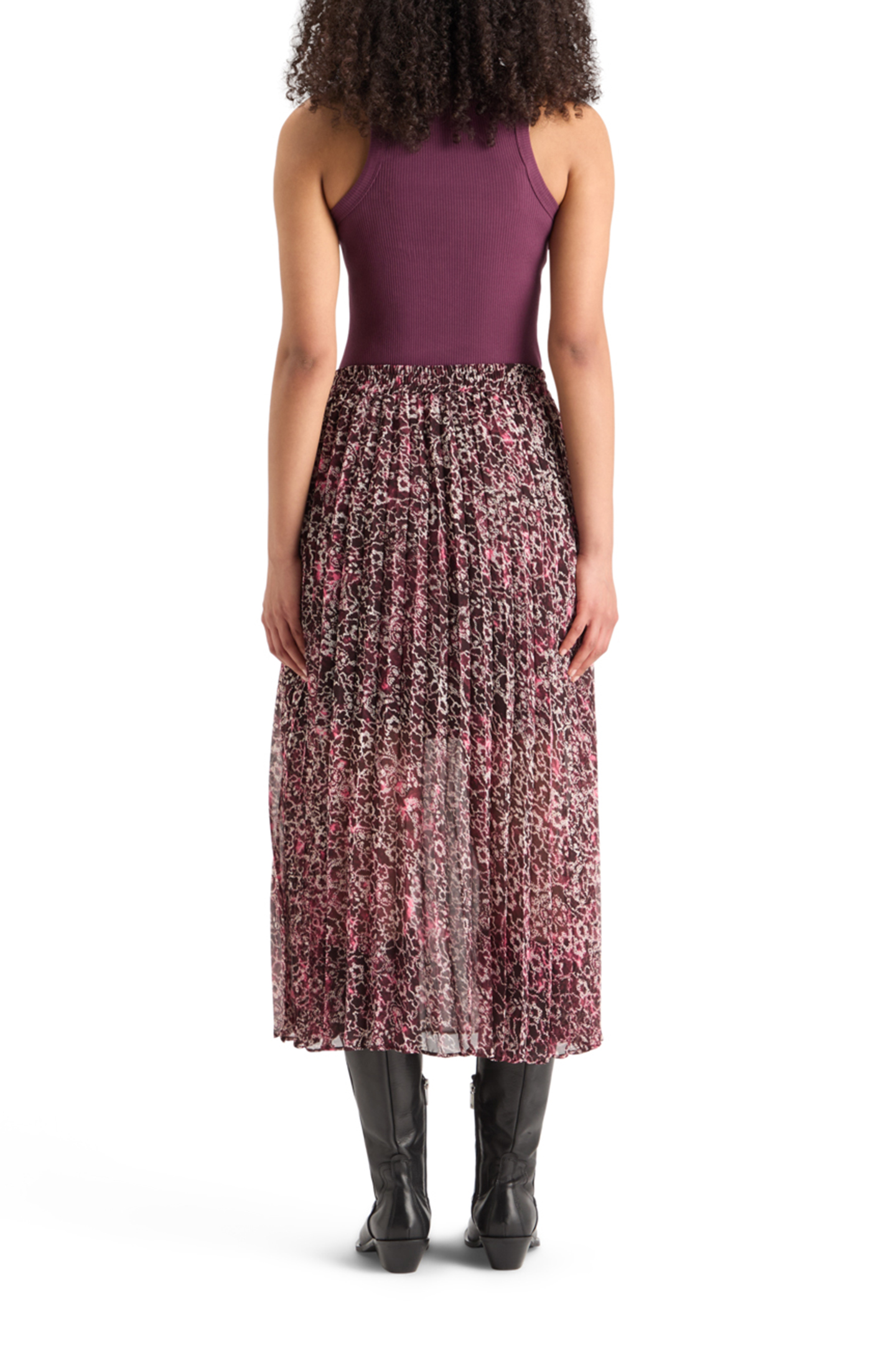 PLEATED PRINTED SKIRT SHIBORI FLORAL PINK 2