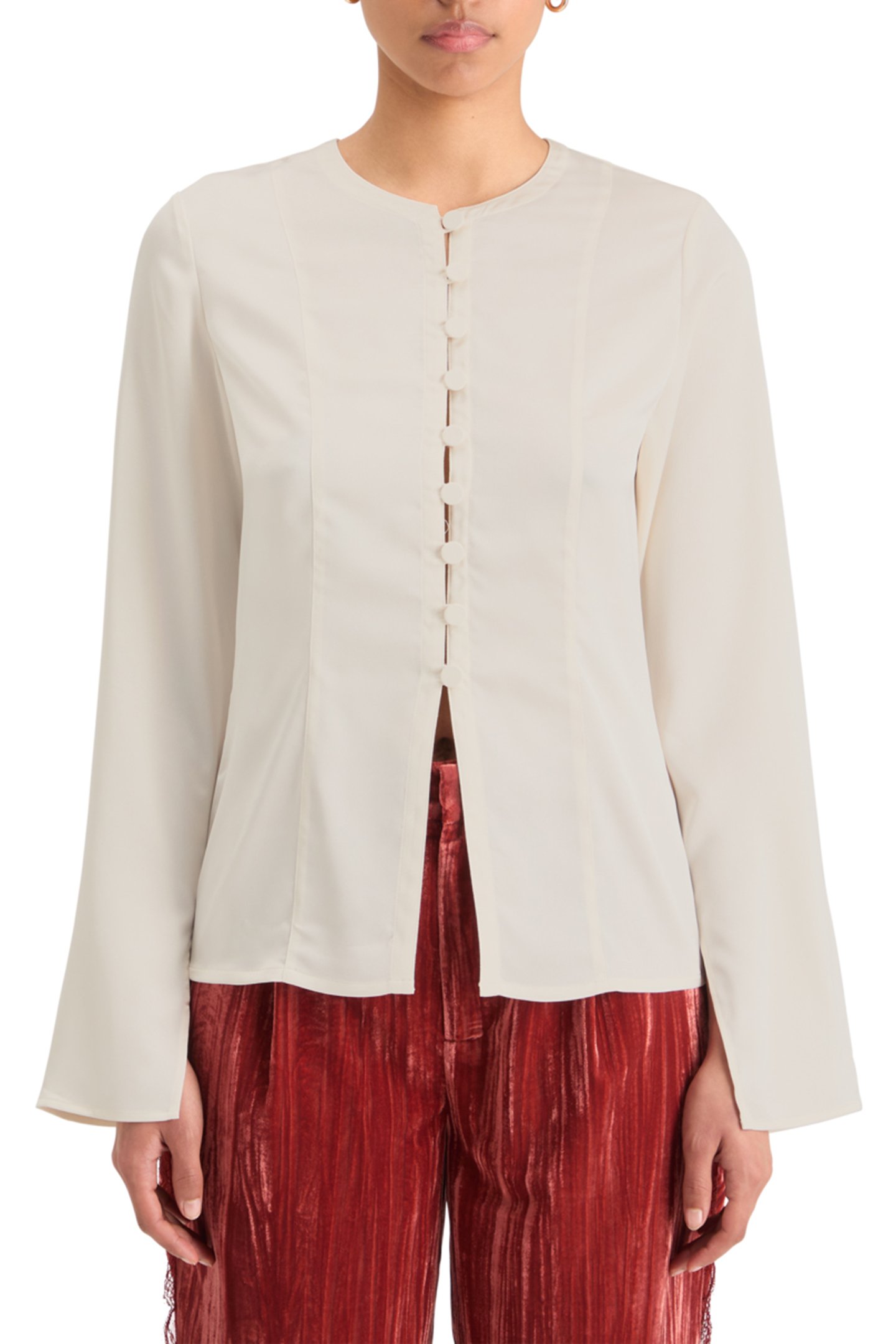 BUTTON DOWN CREPE SHIRT SOFT ICE 1