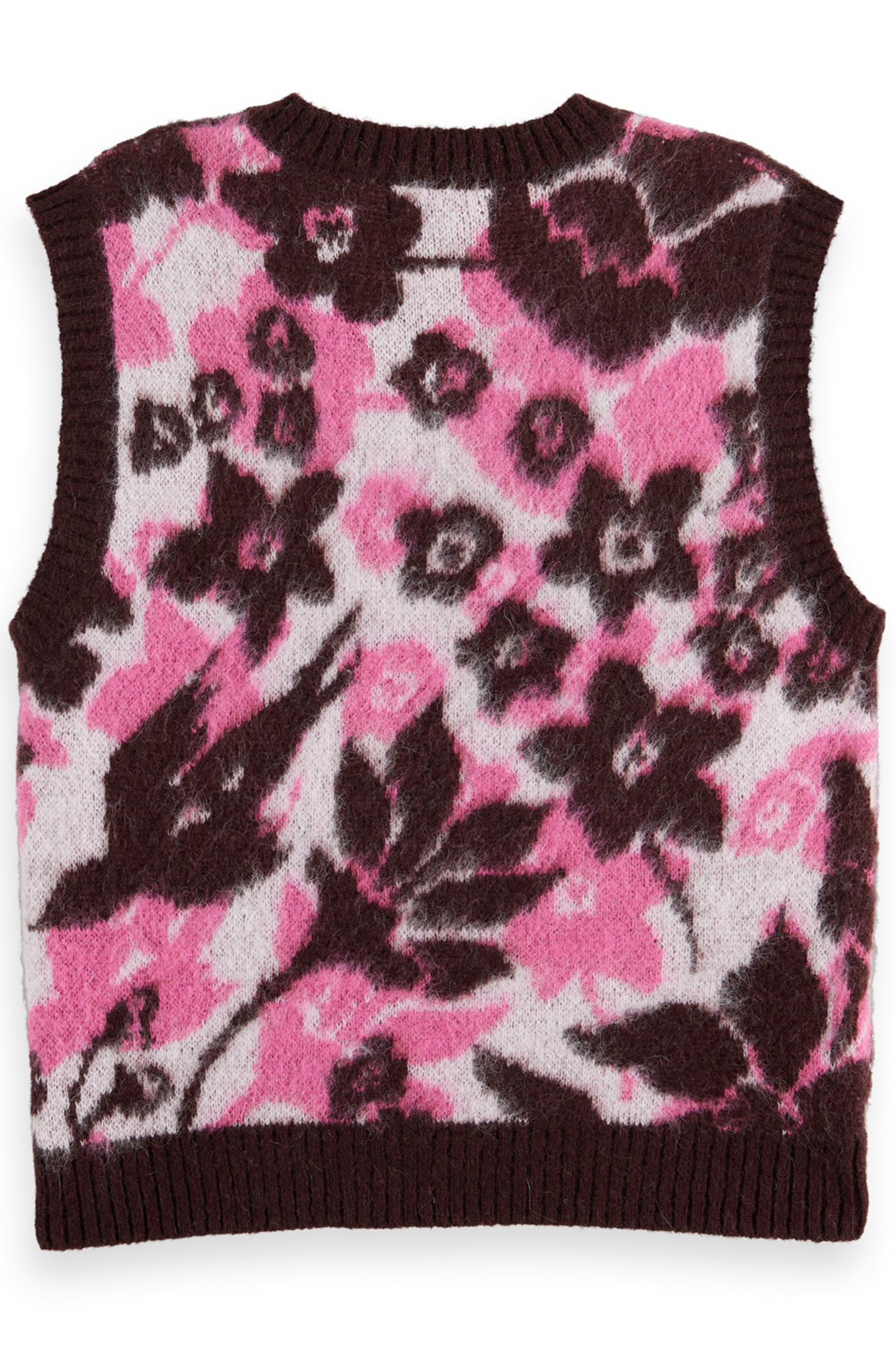 FUZZY V- NECK JACQUARD SPENCER WINTER FLORAL 5