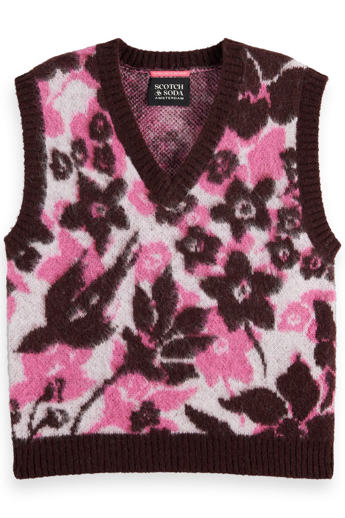FUZZY V- NECK JACQUARD SPENCER WINTER FLORAL 4
