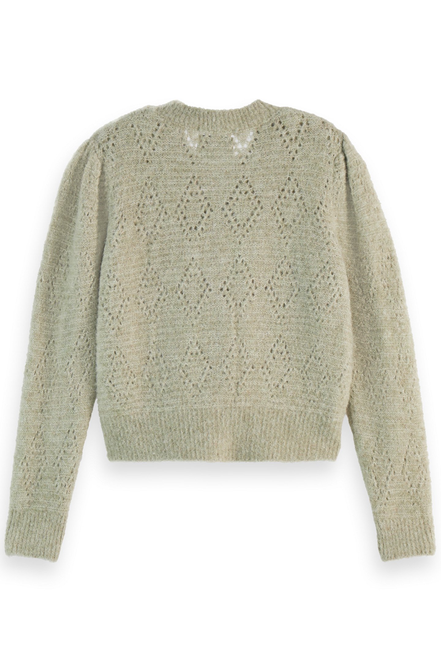 BOUCLE CREW NECK CARDIGAN WASHED SAGE MELANGE 5