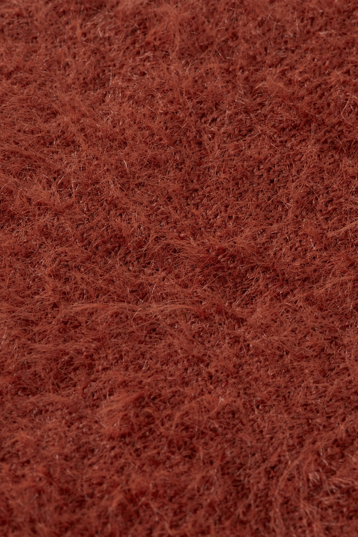 FLUFFY V-NECK RELAXED PULLOVER RUST 3