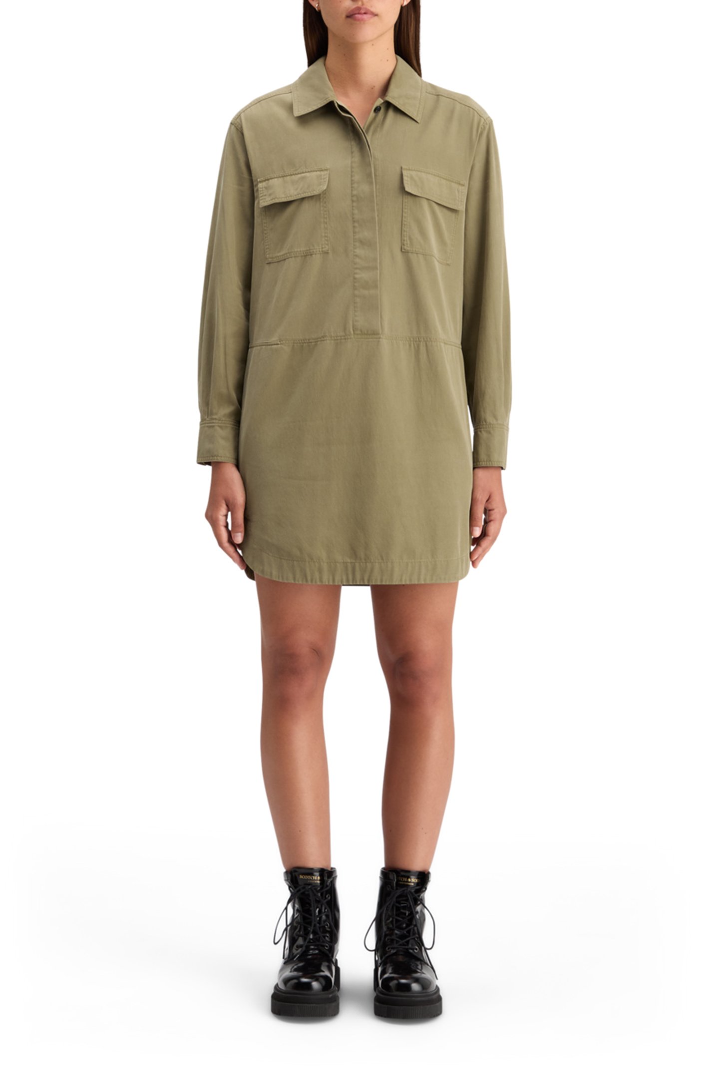 WASHED SHIRT DRESS WASHED MILITARY 1