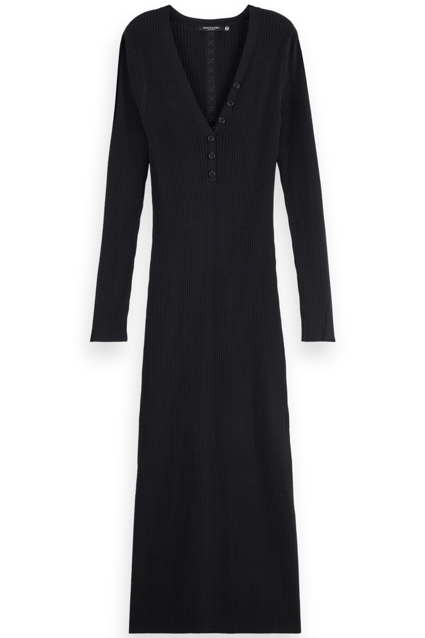 RIBBED KNITTED MIDI DRESS EVENING BLACK 3