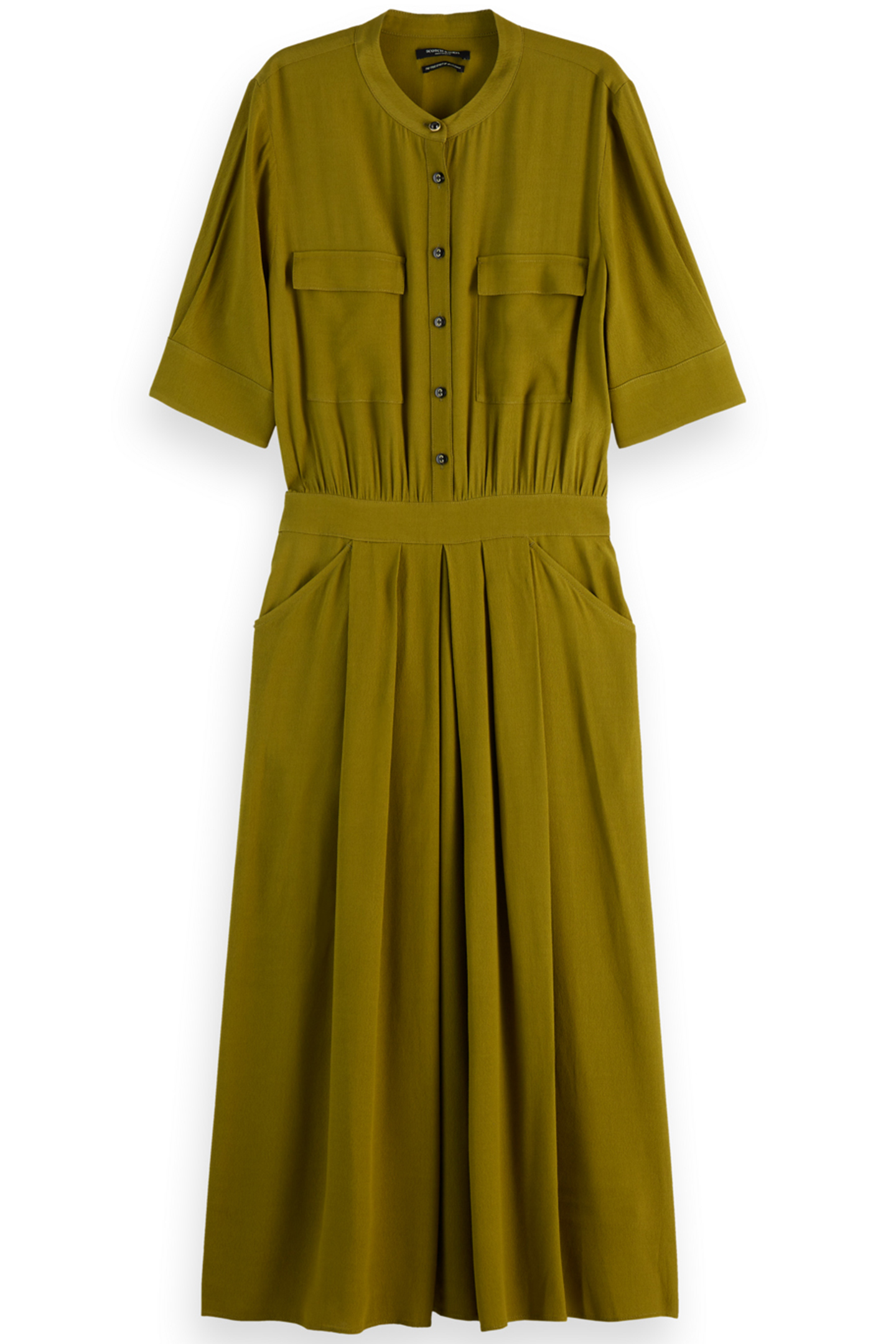 CREPE MIDI DRESS WITH CHEST POCKETS OLIVE 3
