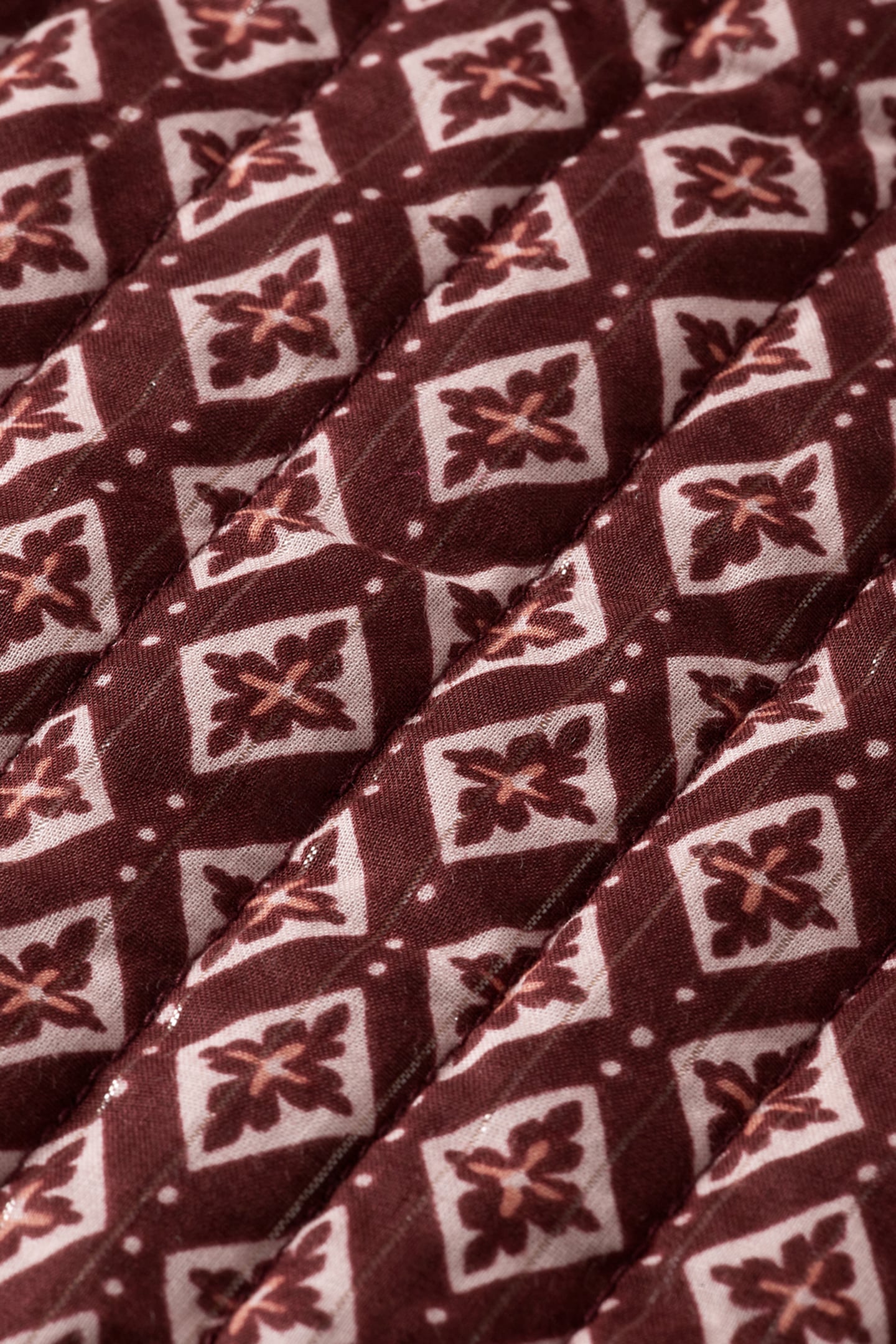 REVERSIBLE BLOCKPRINT LINER JACKET GEO FLOWER BORDEAUX 9