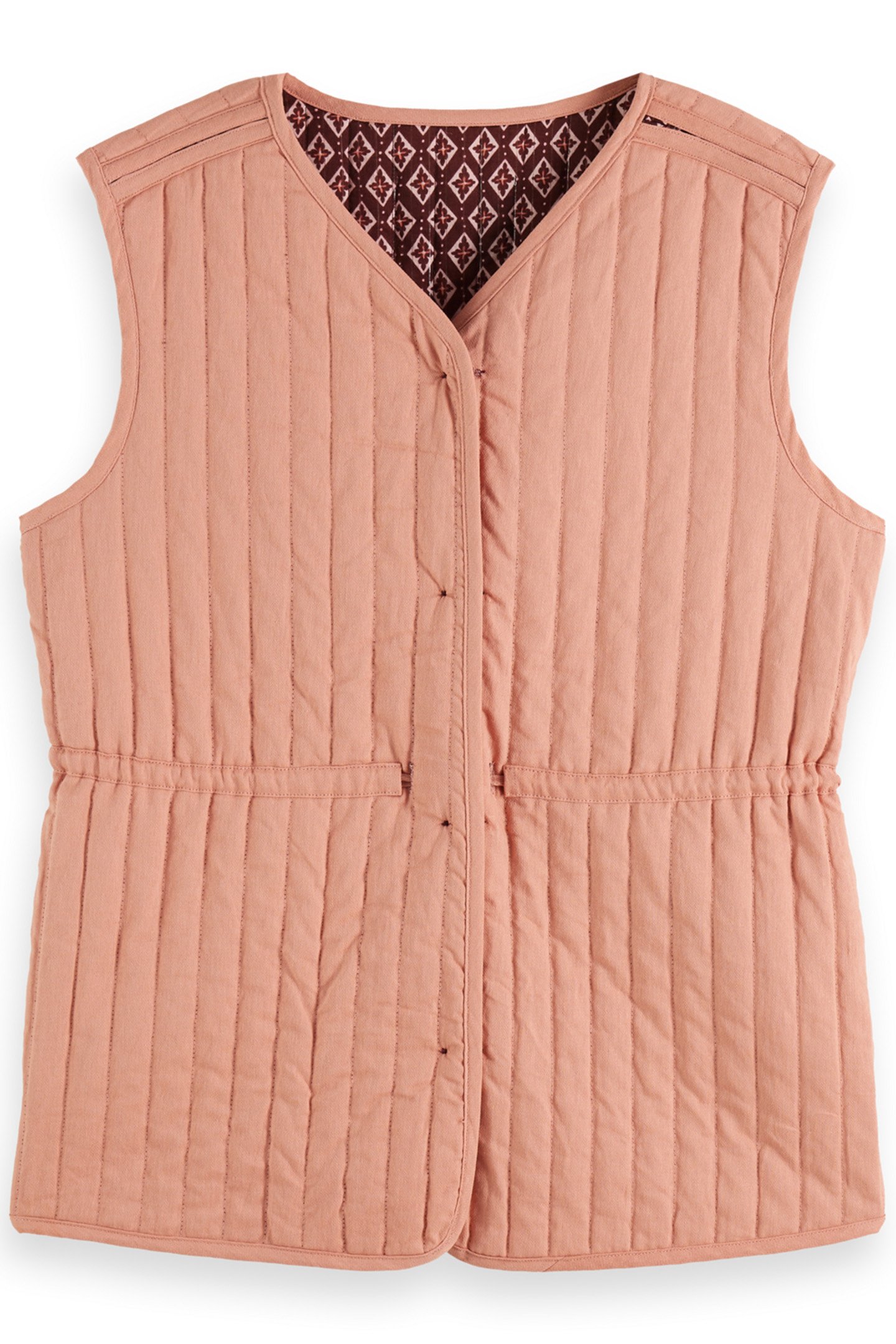 BLOCK PRINT GILET GEO FLOWER BORDEAUX 1