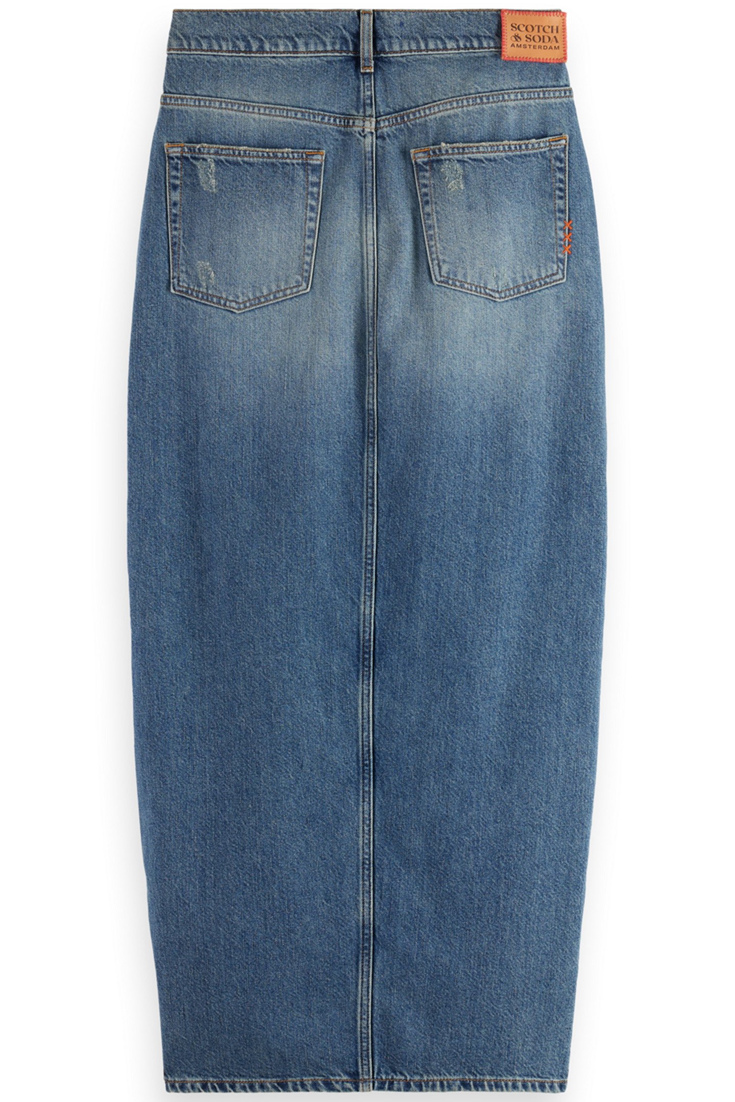 LONG VINTAGE WASHED DENIM SKIRT WITH FRONT SPLIT FRISCO NIGH 5
