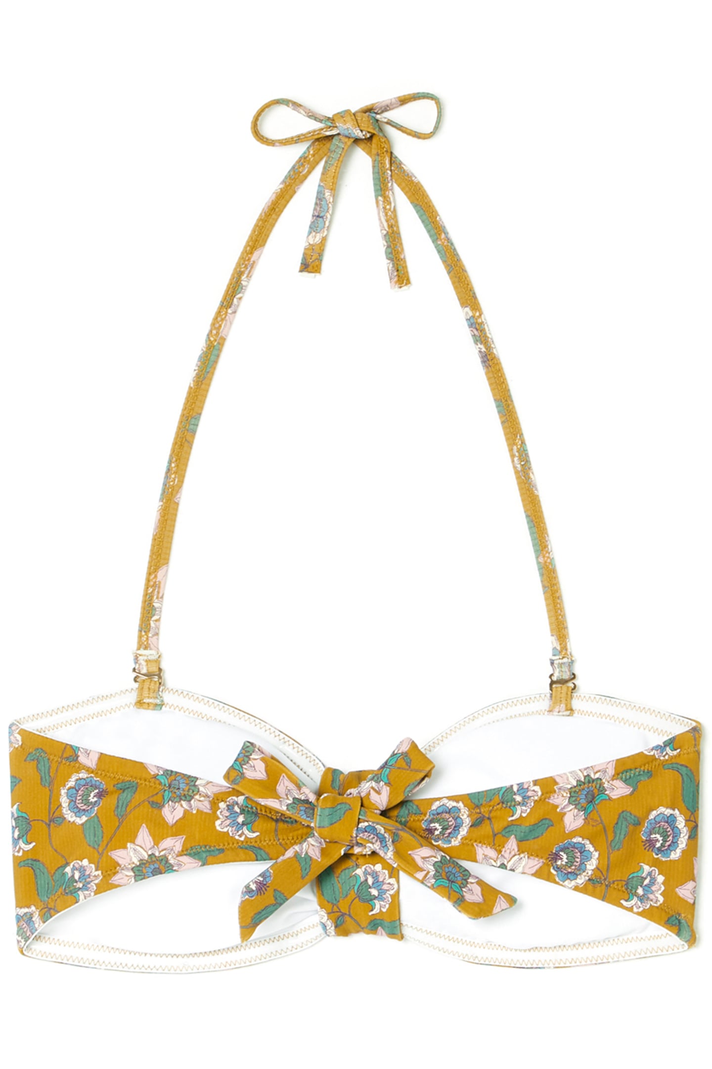 BIKINI TOP WALNUT CINNAMON FLOWERS 2