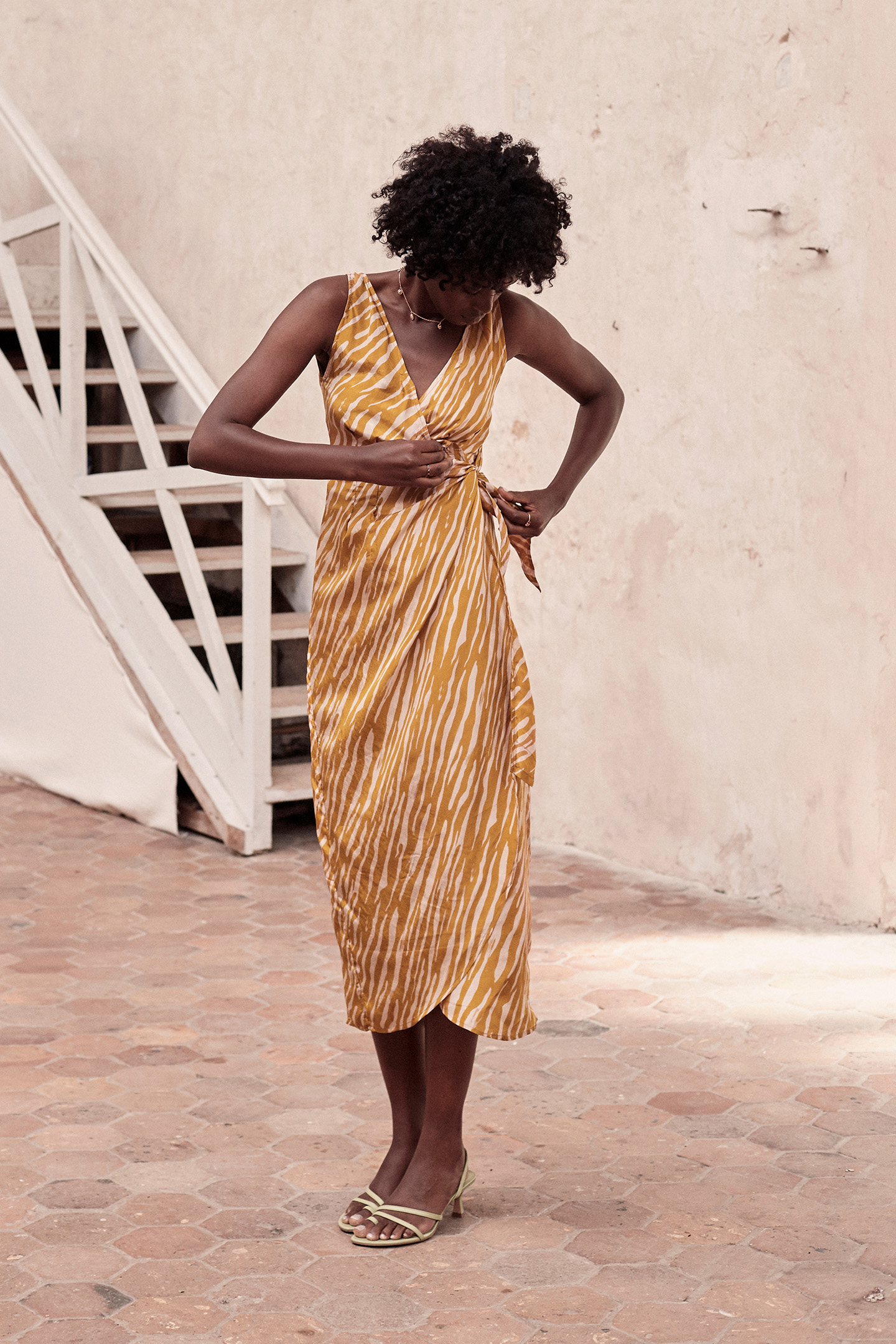 DRESS SUNNYVALE CINNAMON STRIPES 1