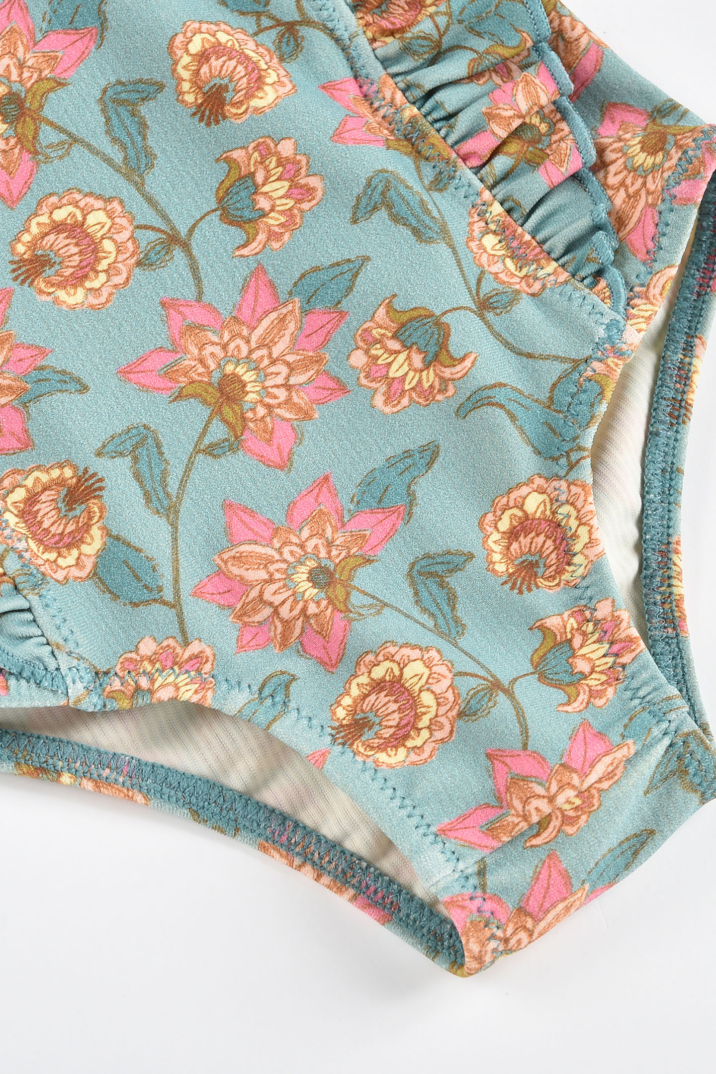 BATHING SUIT MOSILLOS TURQUOISE FLOWERS 10