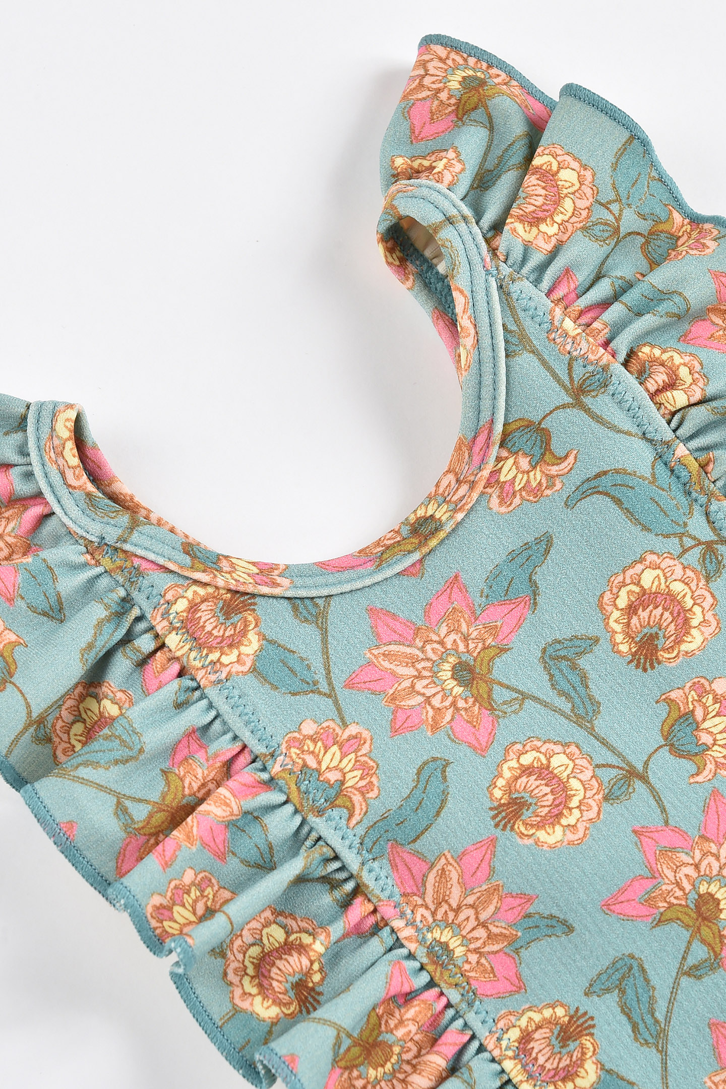 BATHING SUIT MOSILLOS TURQUOISE FLOWERS 8