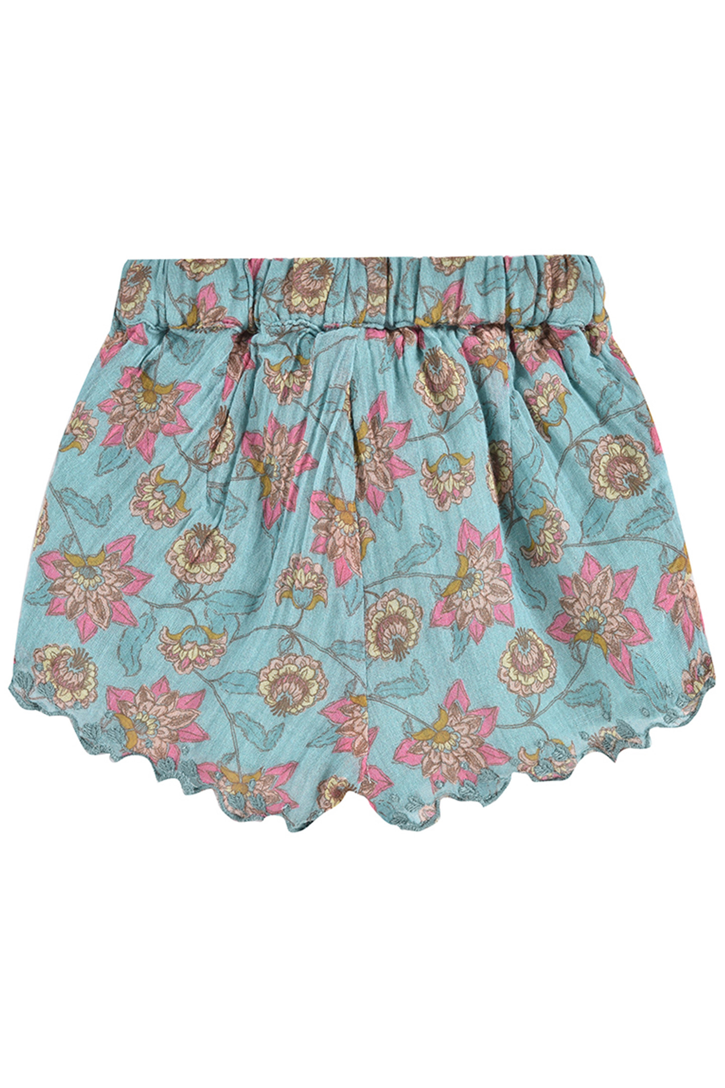 SHORTS VALLALOID TURQUOISE FLOWERS 3