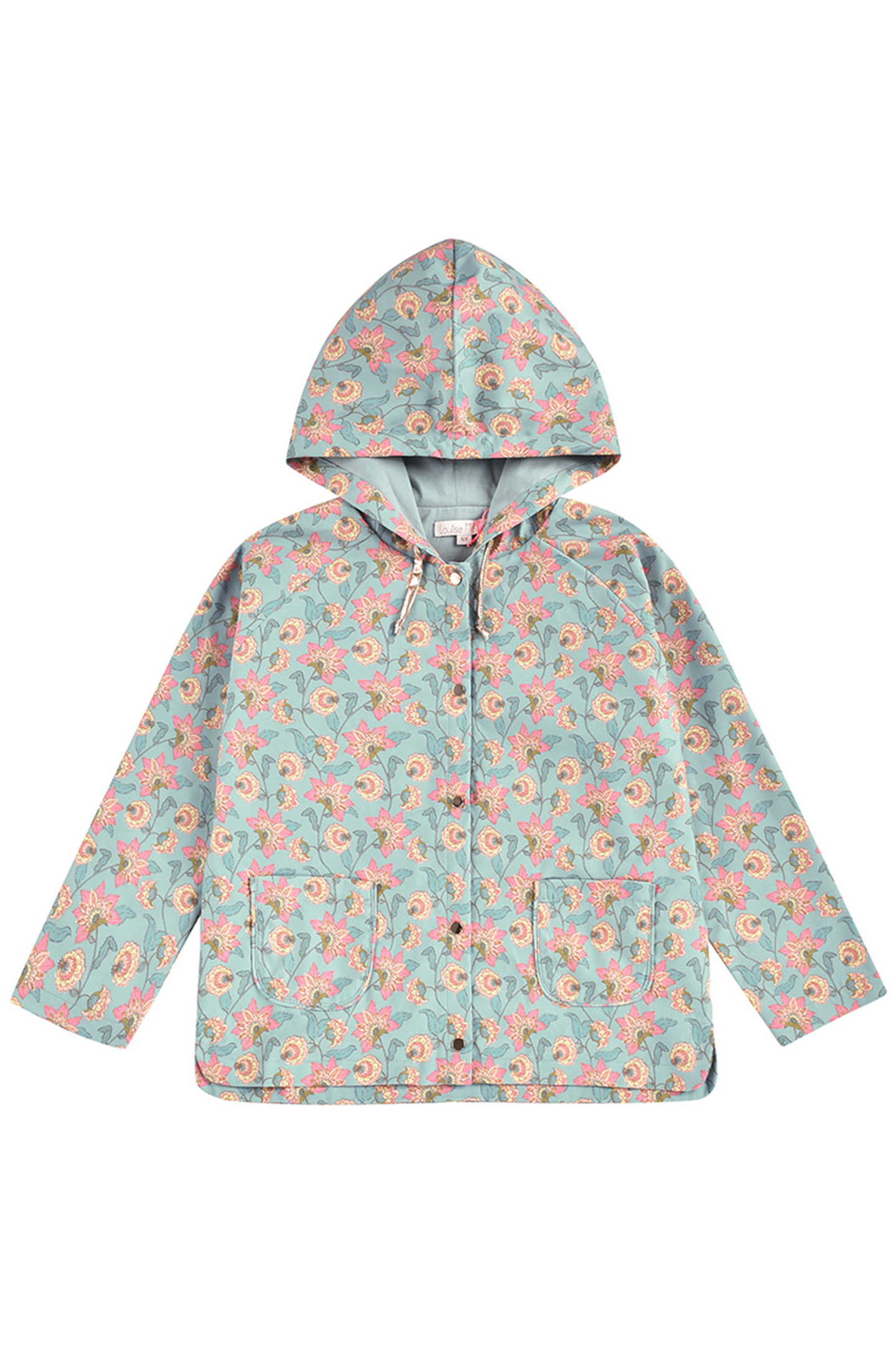 RAINCOAT MANOUKIA TURQUOISE FLOWERS 2