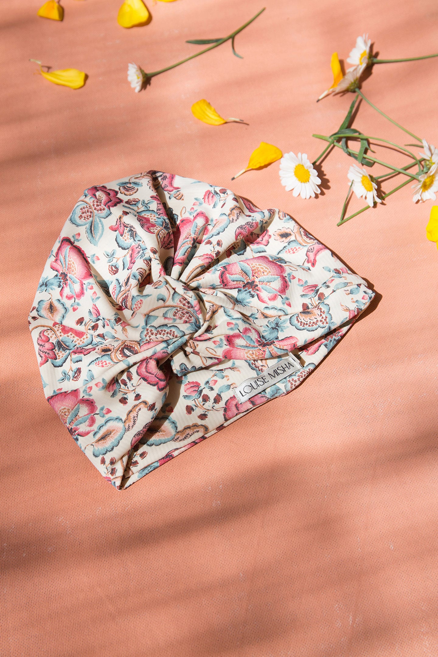 BATHING TURBAN ABINA CREAM INDIAN FLOWERS 5