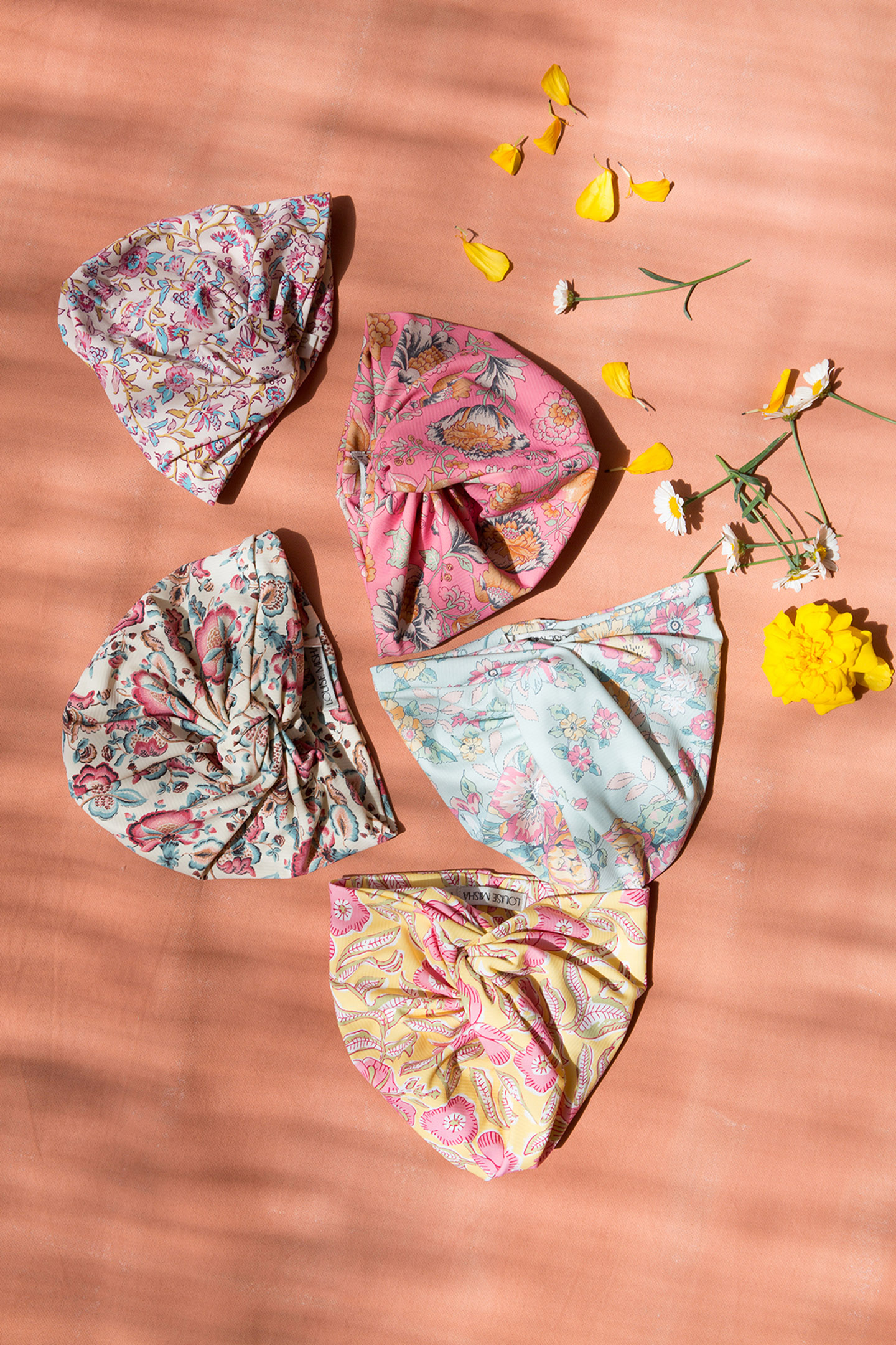 BATHING TURBAN ABINA CREAM INDIAN FLOWERS 6