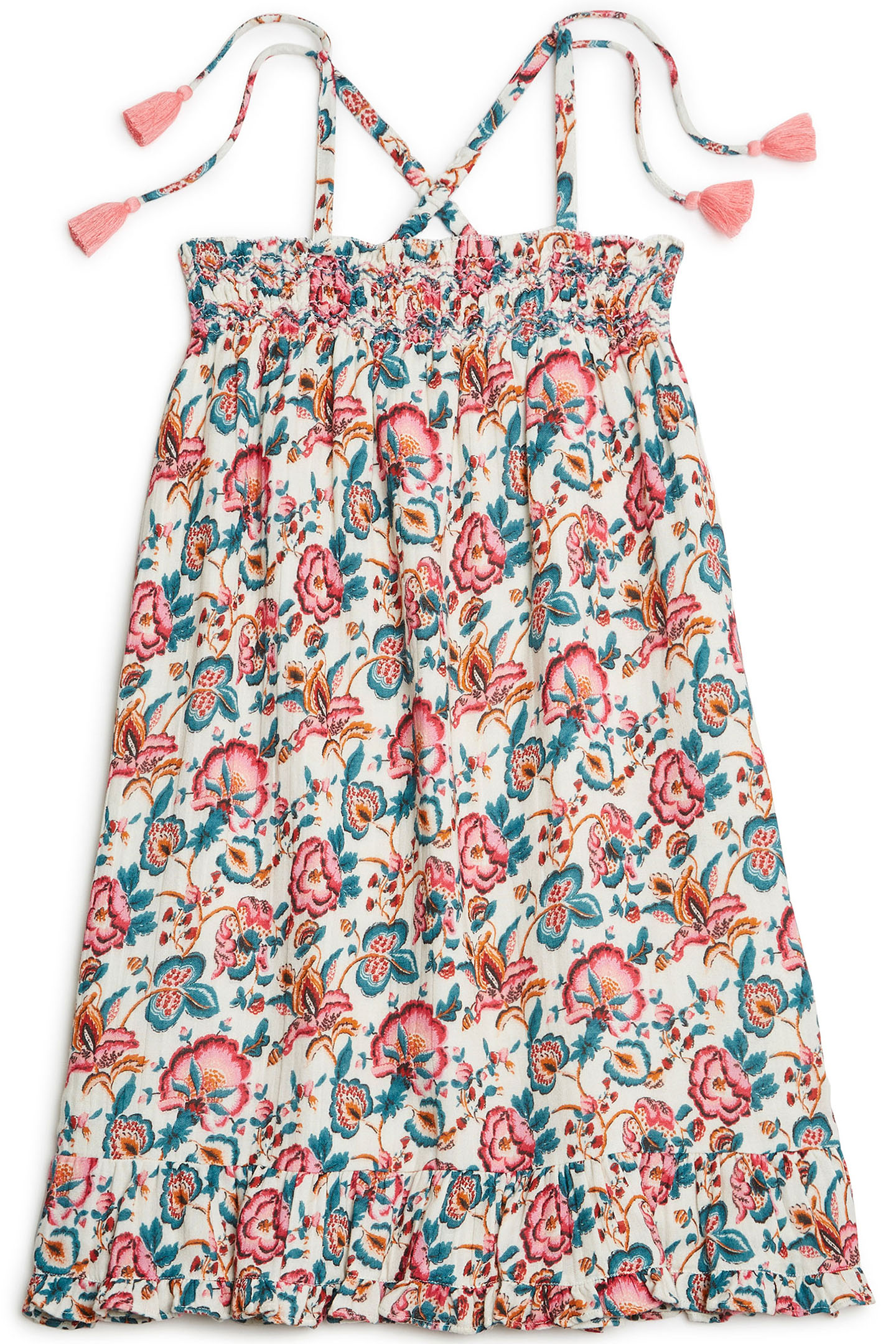 DRESS MARCELINE CREAM INDIAN FLOWERS 1