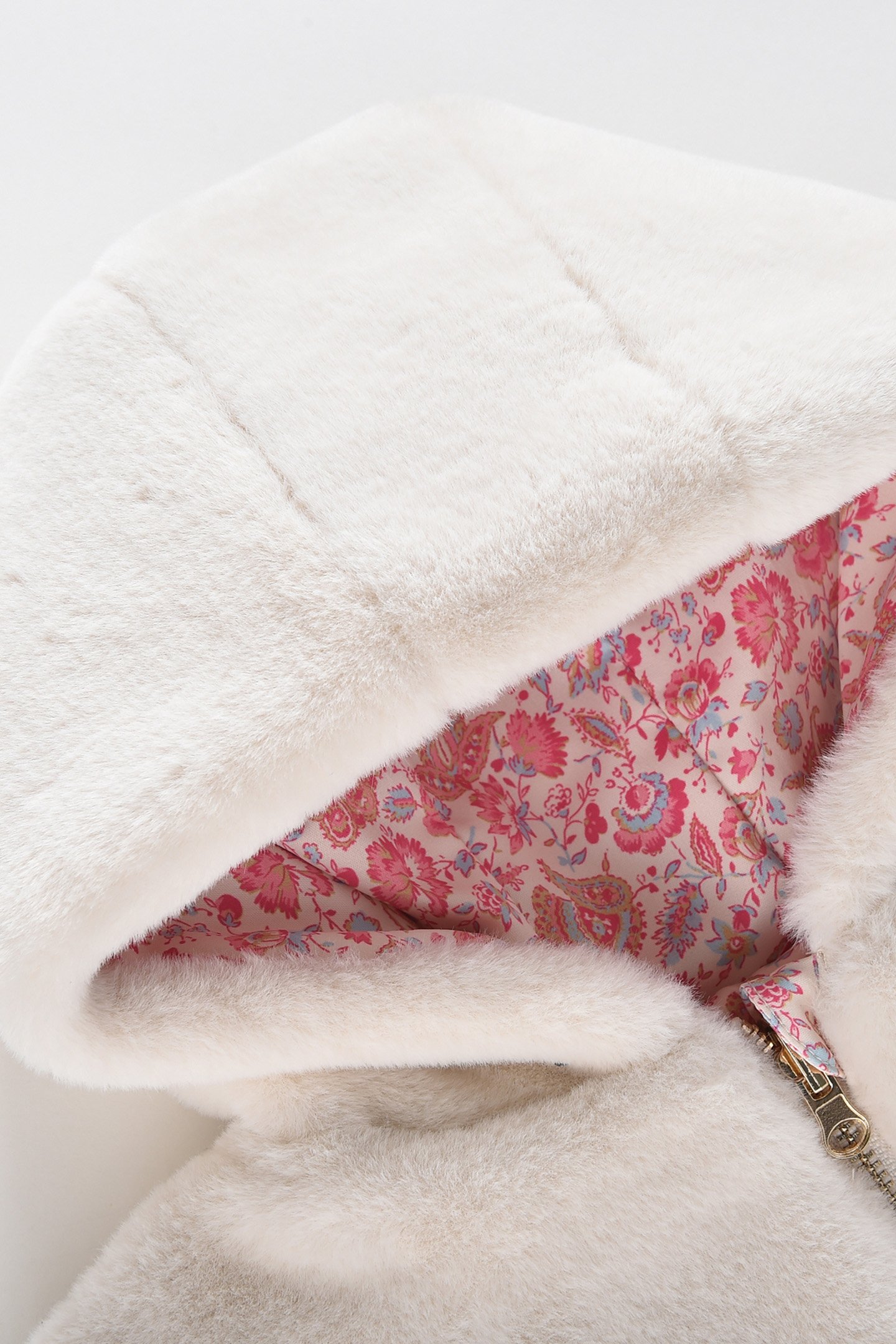 REVERSIBLE COAT FELVET CREAM FLOWER FIELDS 3