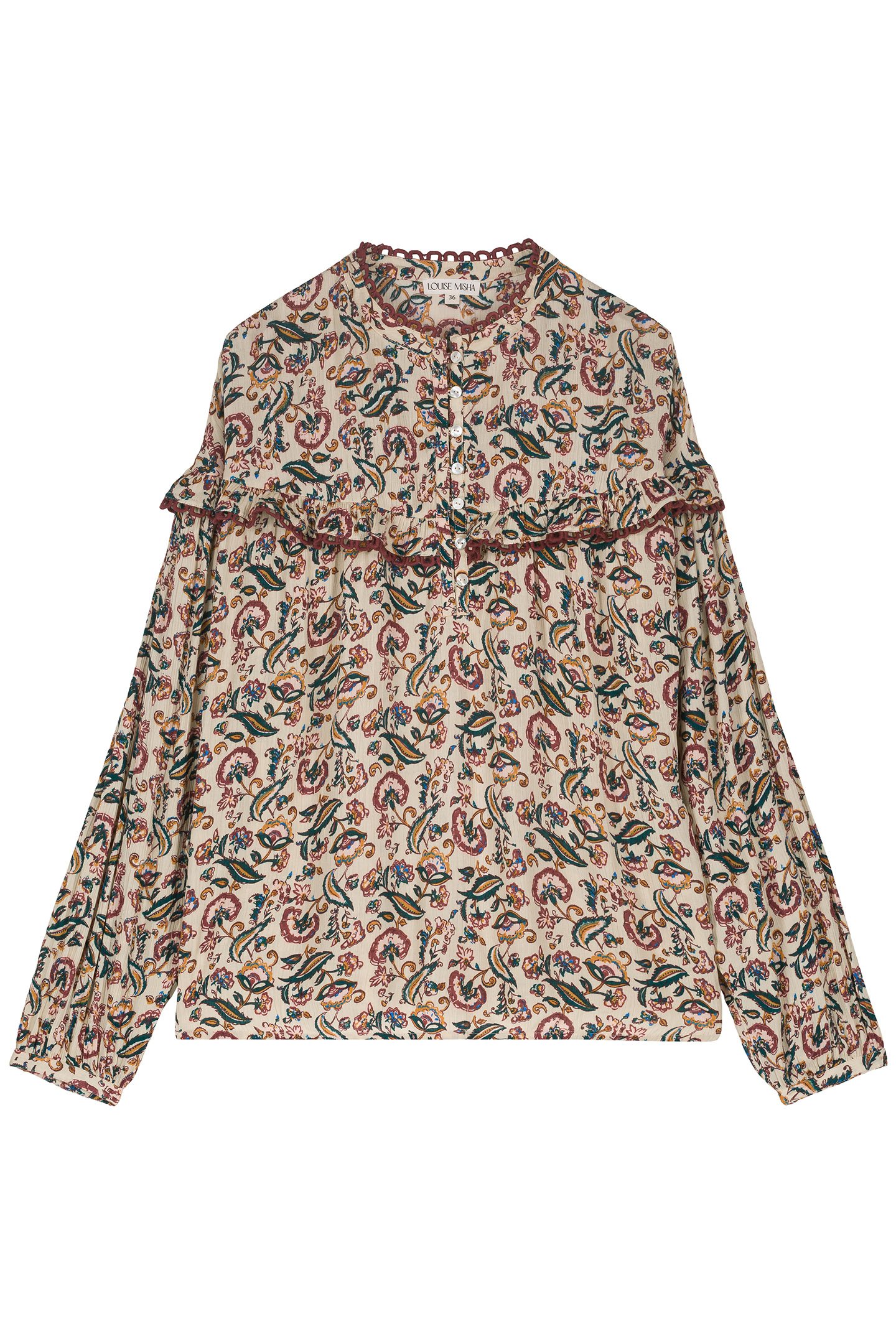 BLOUSE CAMILIANA CREAM WILD LEAF 1