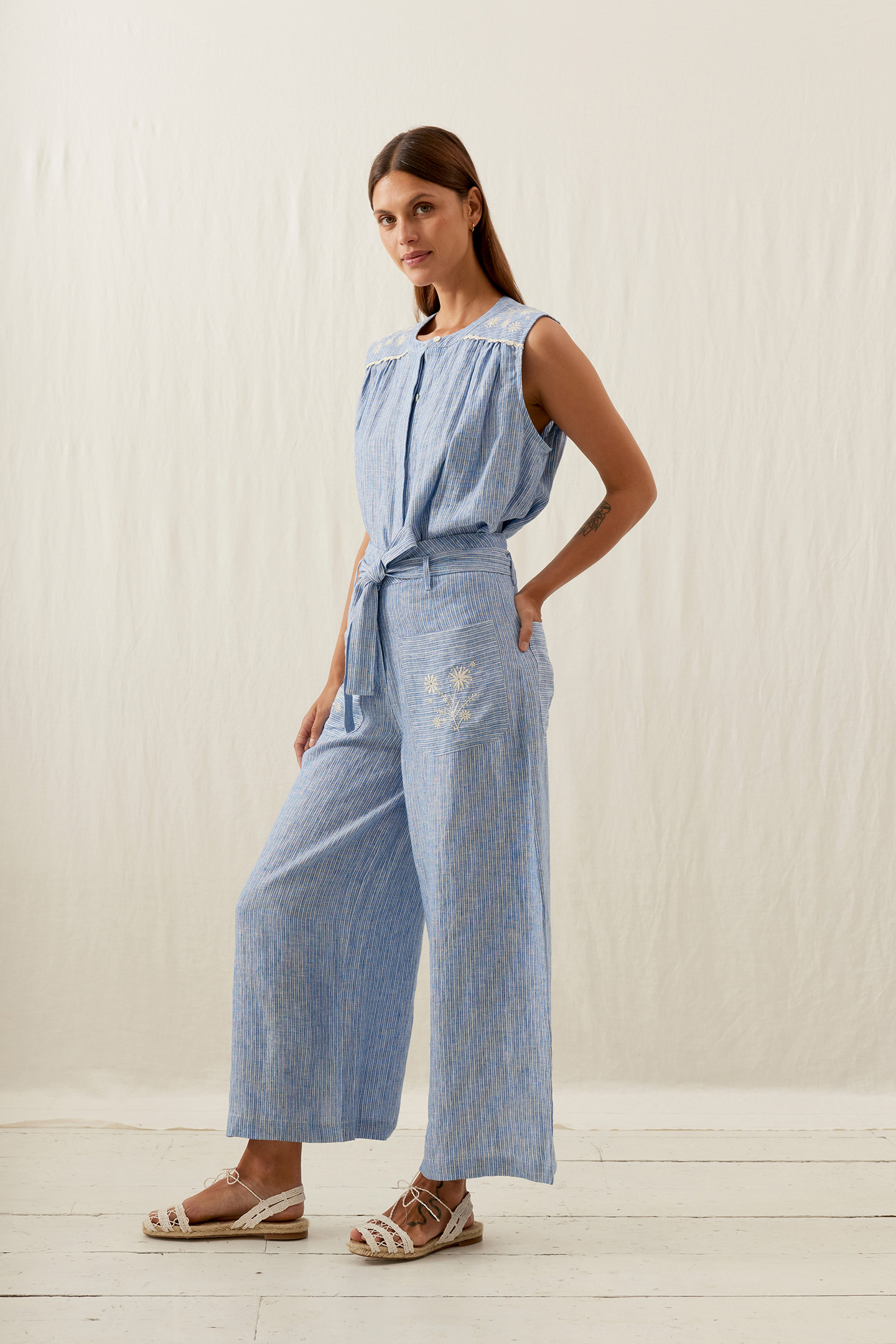 PANTS VIRGILIA WHITE - BLUE STRIPES 4