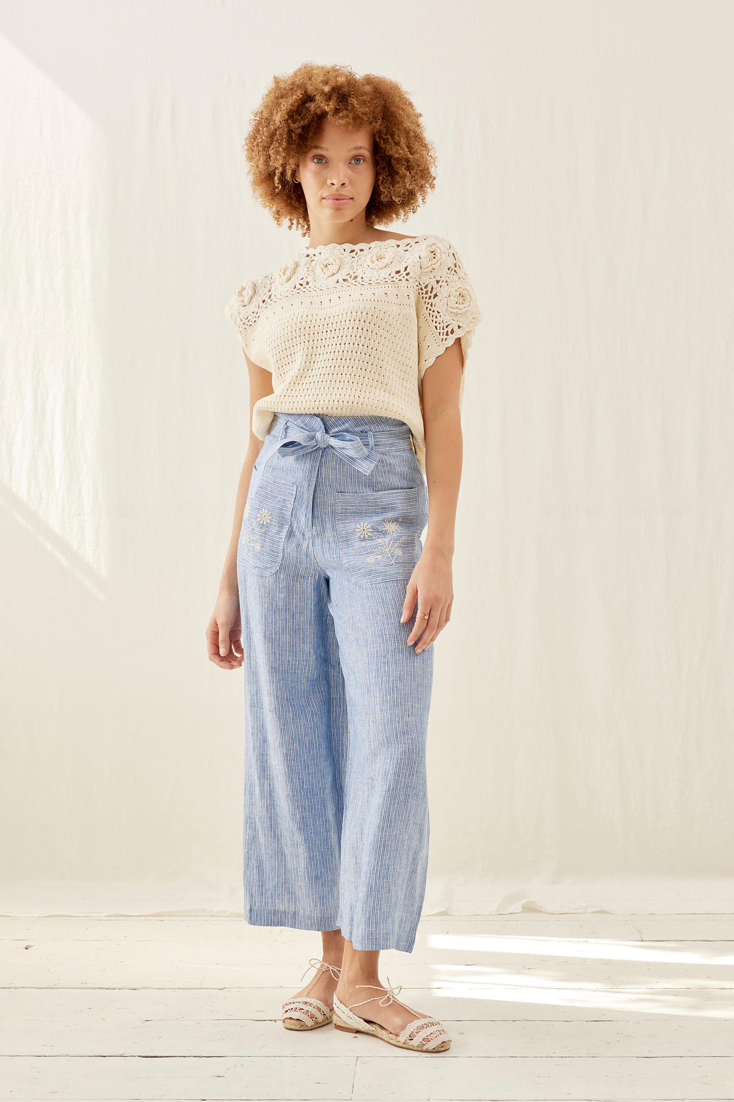 PANTS VIRGILIA WHITE - BLUE STRIPES 1